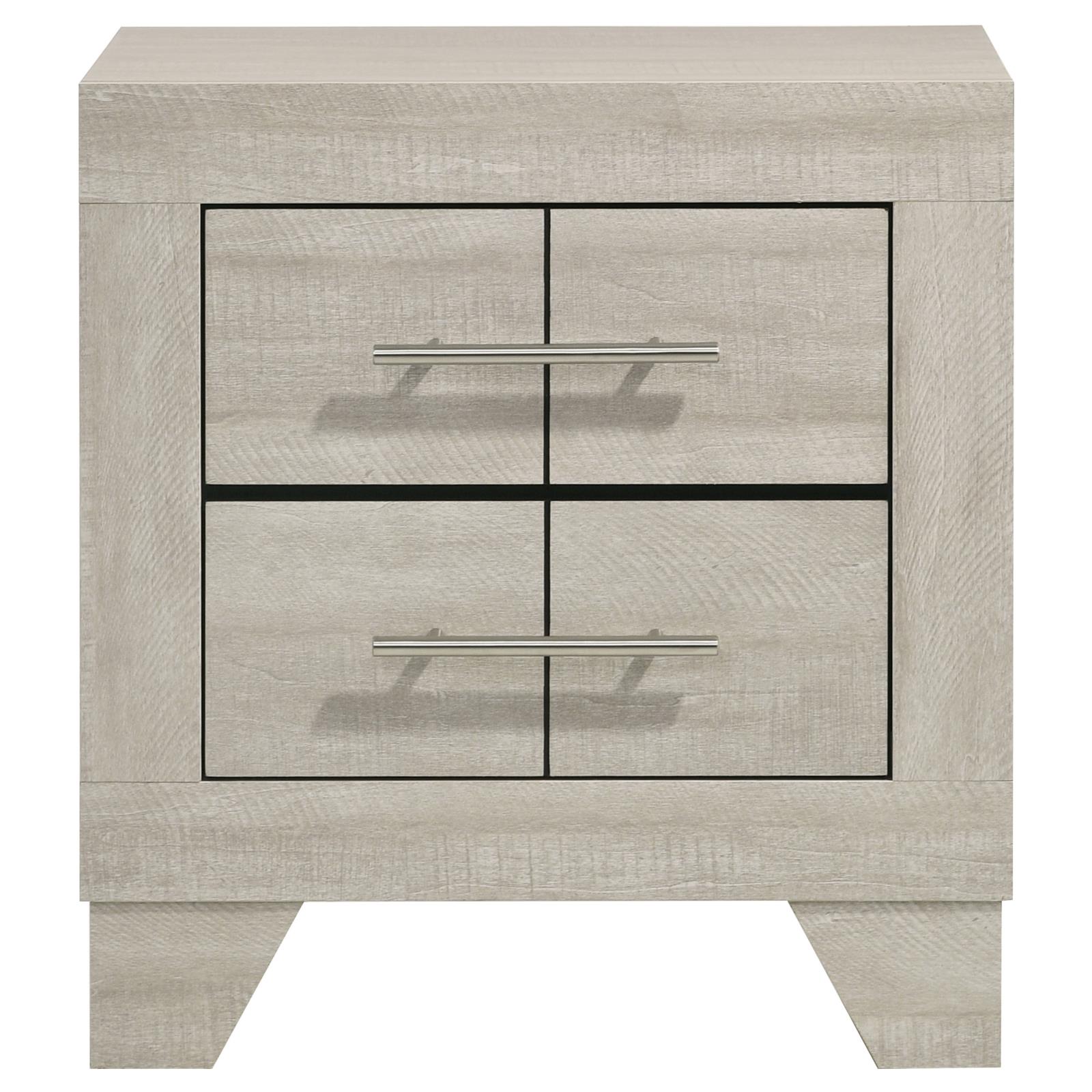 Trenton 2-drawer Nightstand Bedside Table Rustic Cream - Image 3