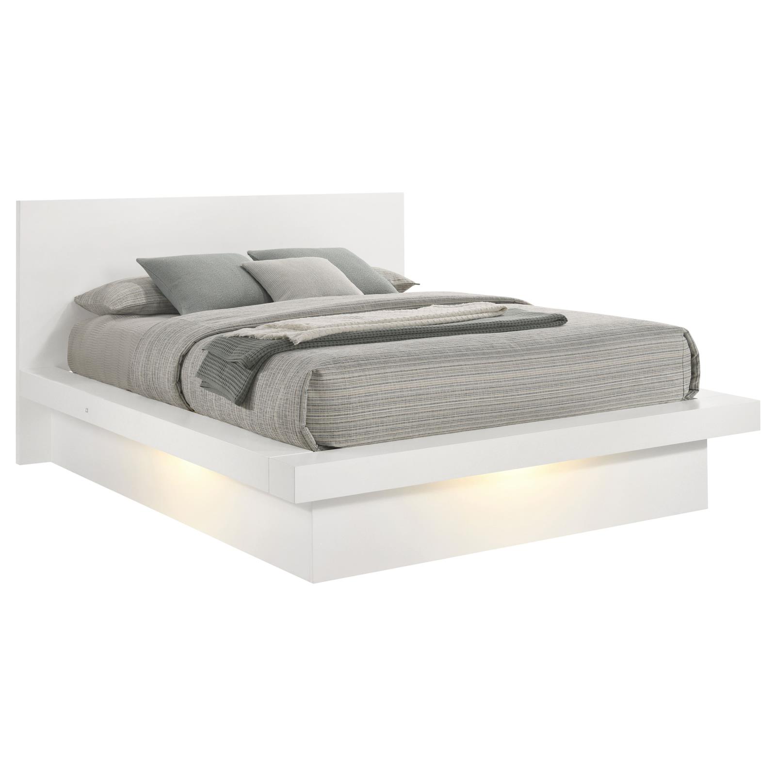 Jessica Wood Eastern King LED Panel Bed Snow White - Image 3