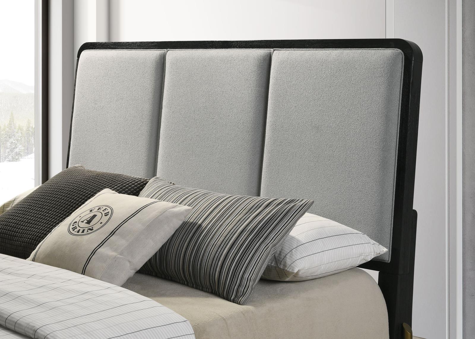 Arini Upholstered Eastern King Panel Bed Black and Grey - Image 5