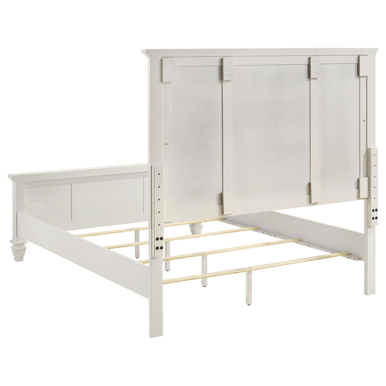 Sandy Beach Wood Queen Panel Bed Cream White - Image 4