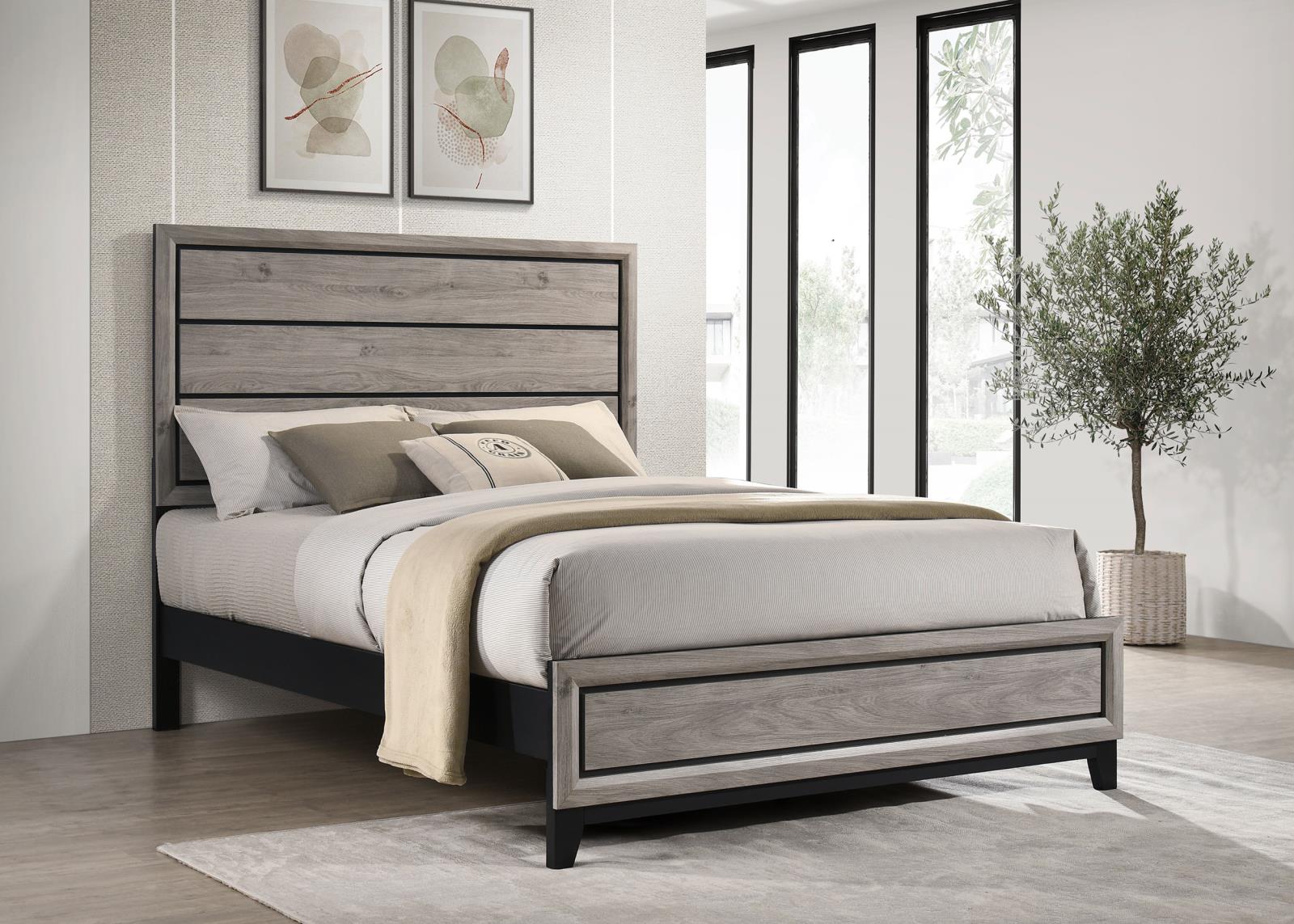 Valen Wood Queen Panel Bed Light Taupe - Image 2