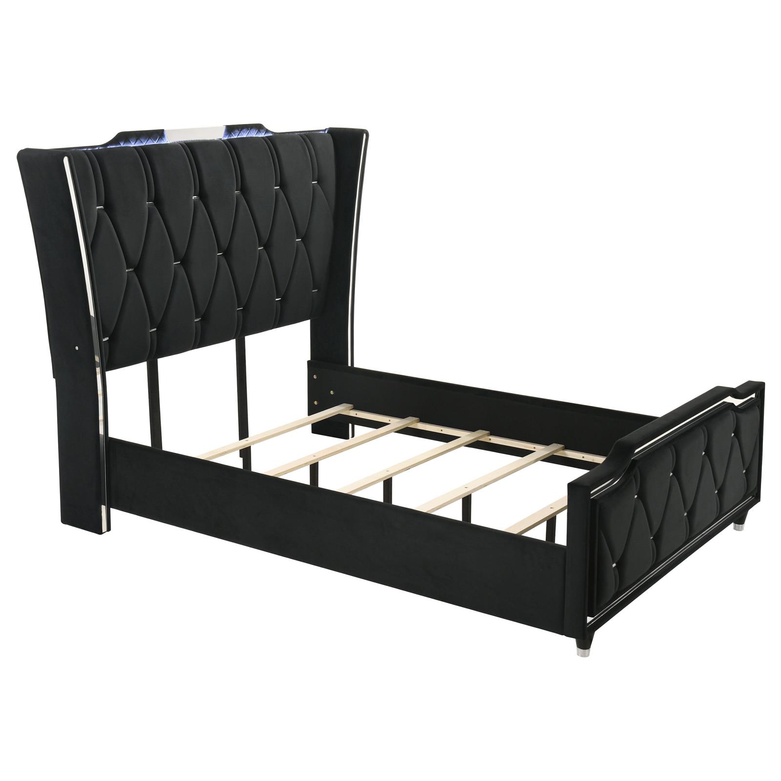 Lorient Queen LED Upholstered Wingback Bed - Image 15