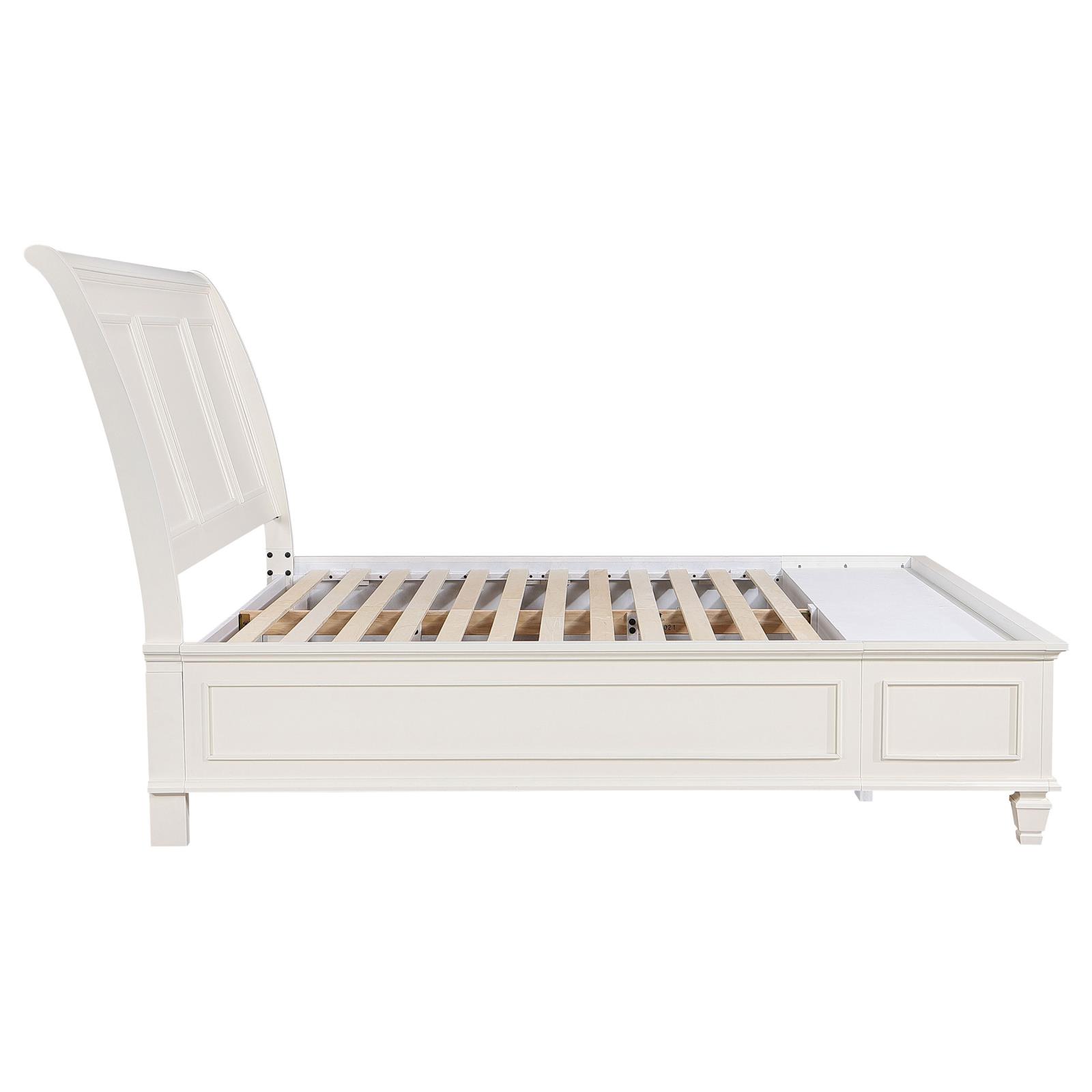 Sandy Beach Wood Eastern King Storage Panel Bed Cream White - Image 6