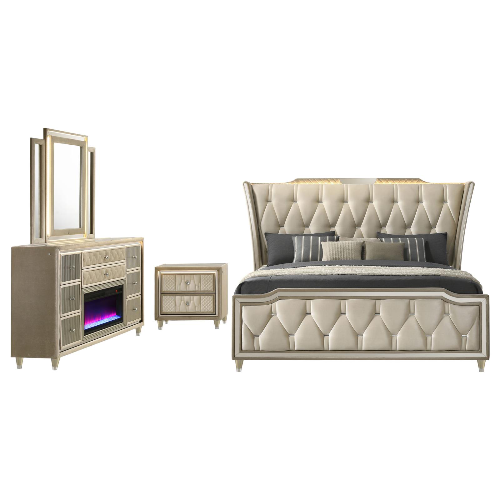 Lorient 4-piece Eastern King Bedroom Set Ivory and Camel - Image 2