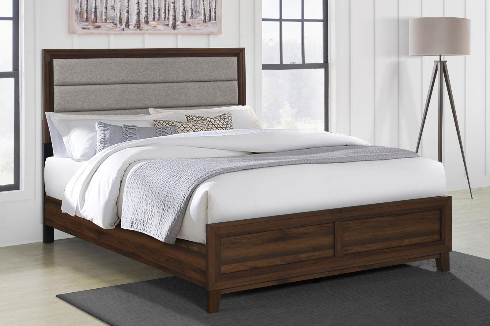 Welsley 50-inch Upholstered Eastern King Bed Walnut - Image 2