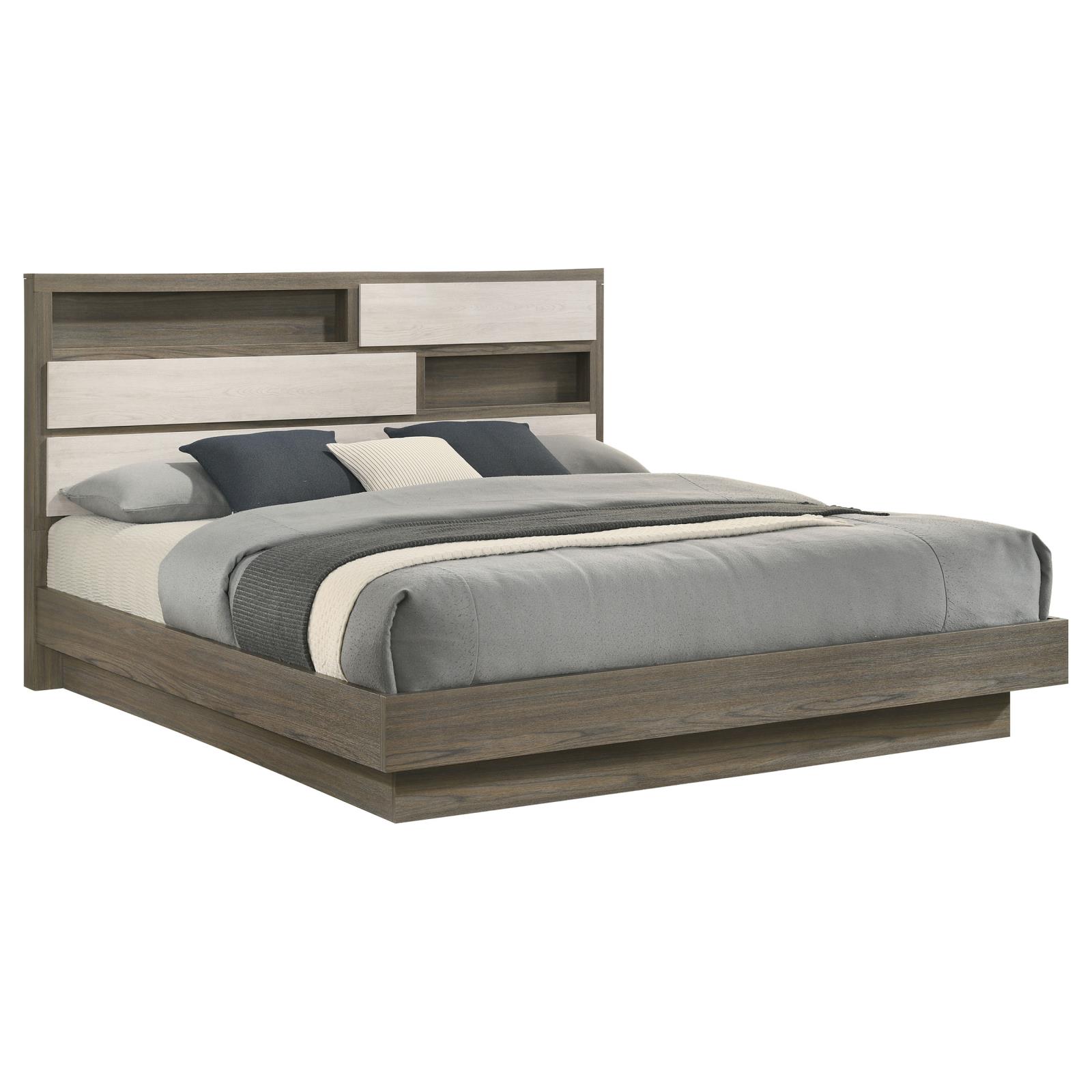 Fenwick Eastern King Bed Bookcase Headboard Grey Oak - Image 3