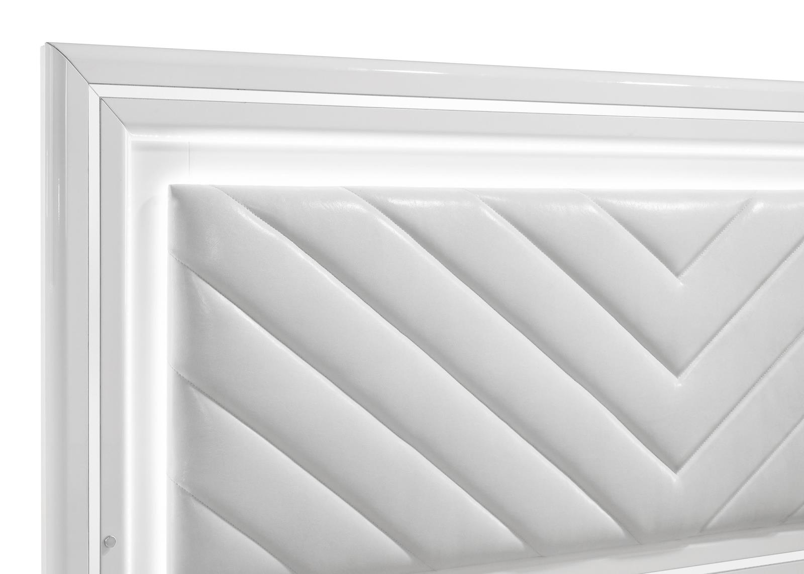 Cassia Queen LED Panel Bed White High Gloss - Image 7