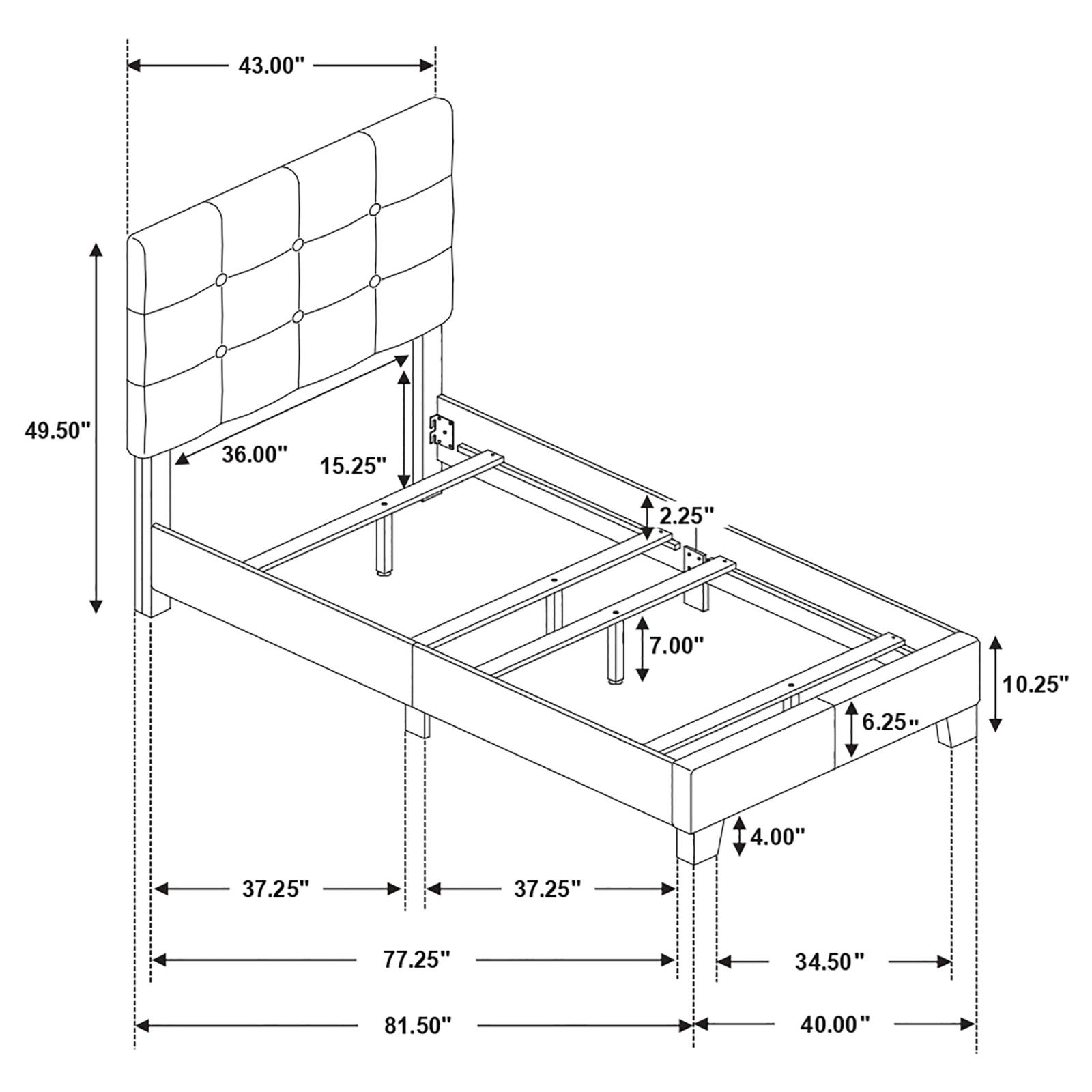 Mapes Upholstered Twin Panel Bed Charcoal - Image 5