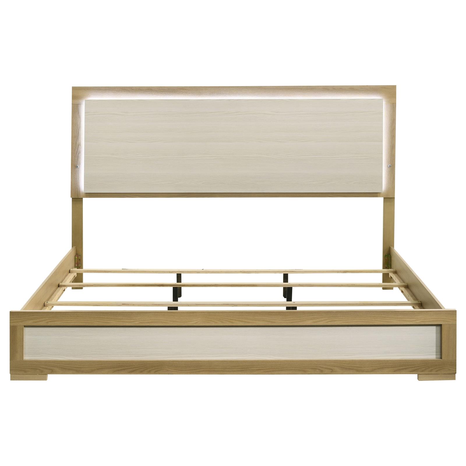 Hyland Eastern King Panel Bed LED Headboard Natural - Image 4