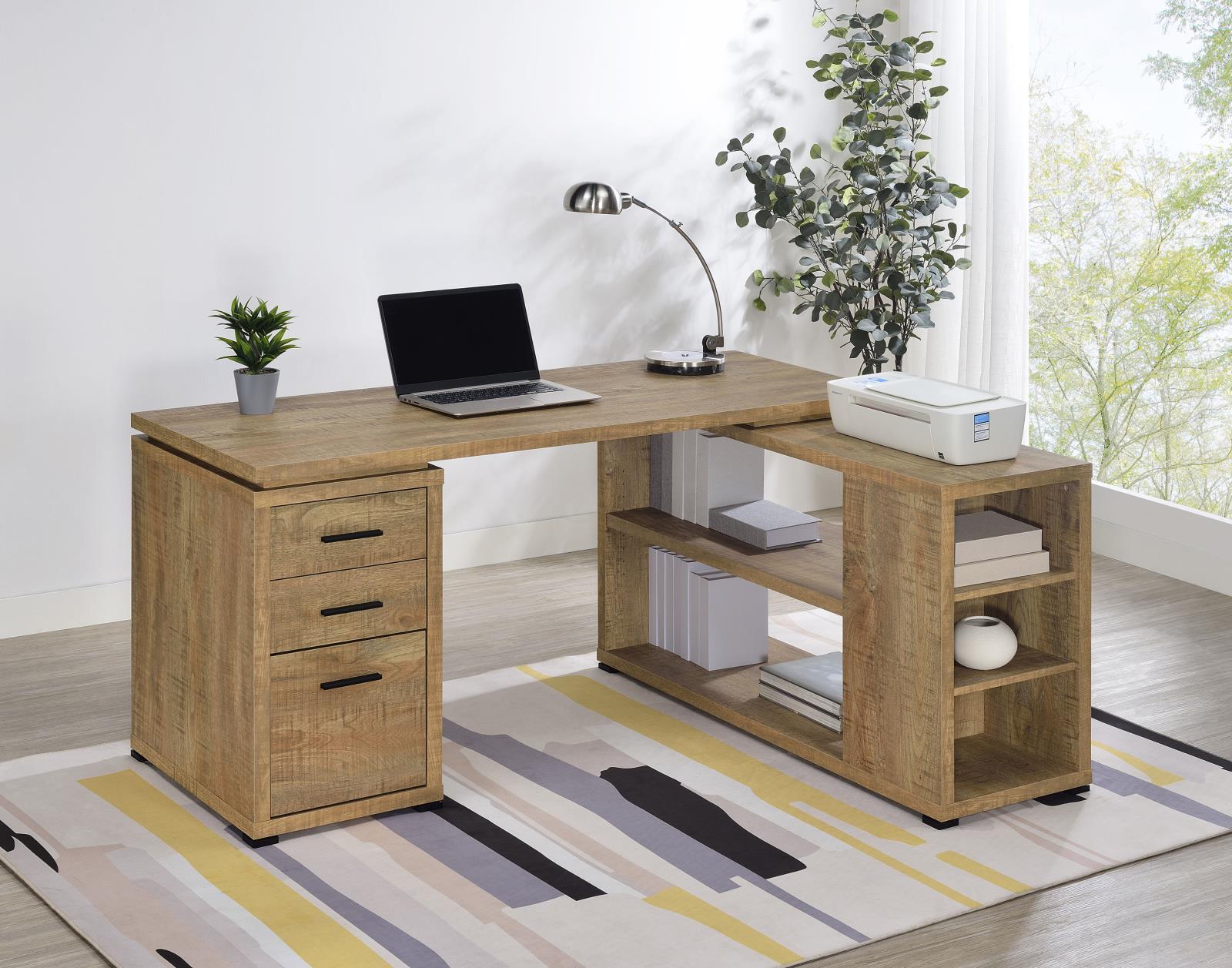 Yvette 60-inch 3-drawer L-Shape Computer Desk Mango - Image 2