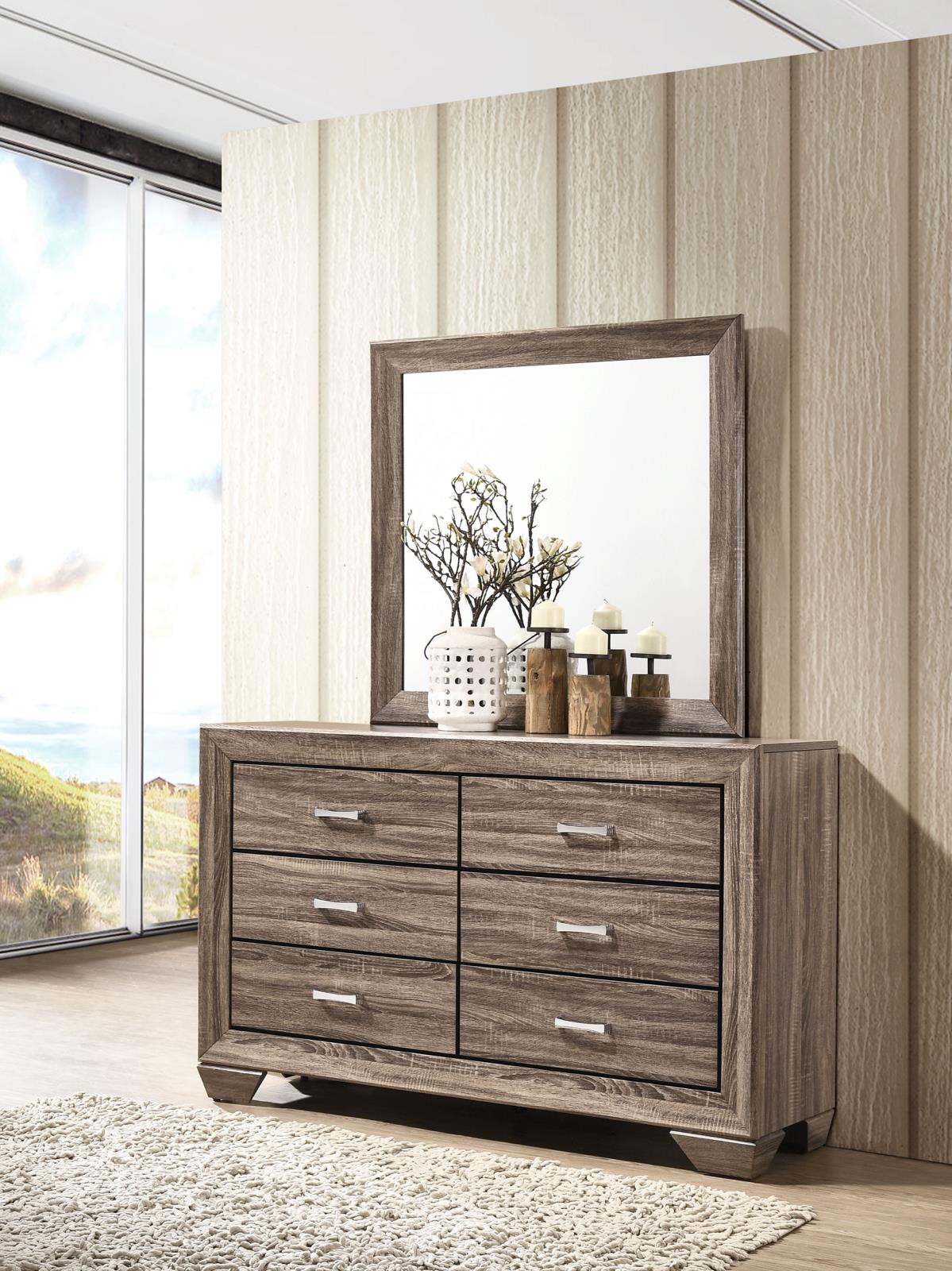 Kauffman 6-drawer Dresser with Mirror Washed Taupe - Image 2