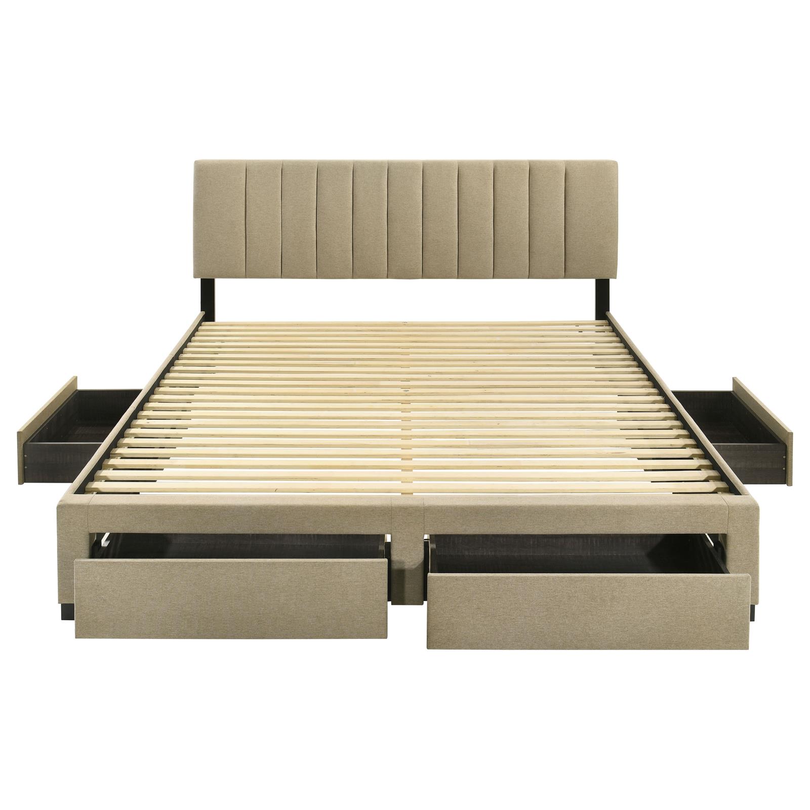 Wheatland 4-drawer Upholstered Eastern King Storage Bed Brown - Image 8
