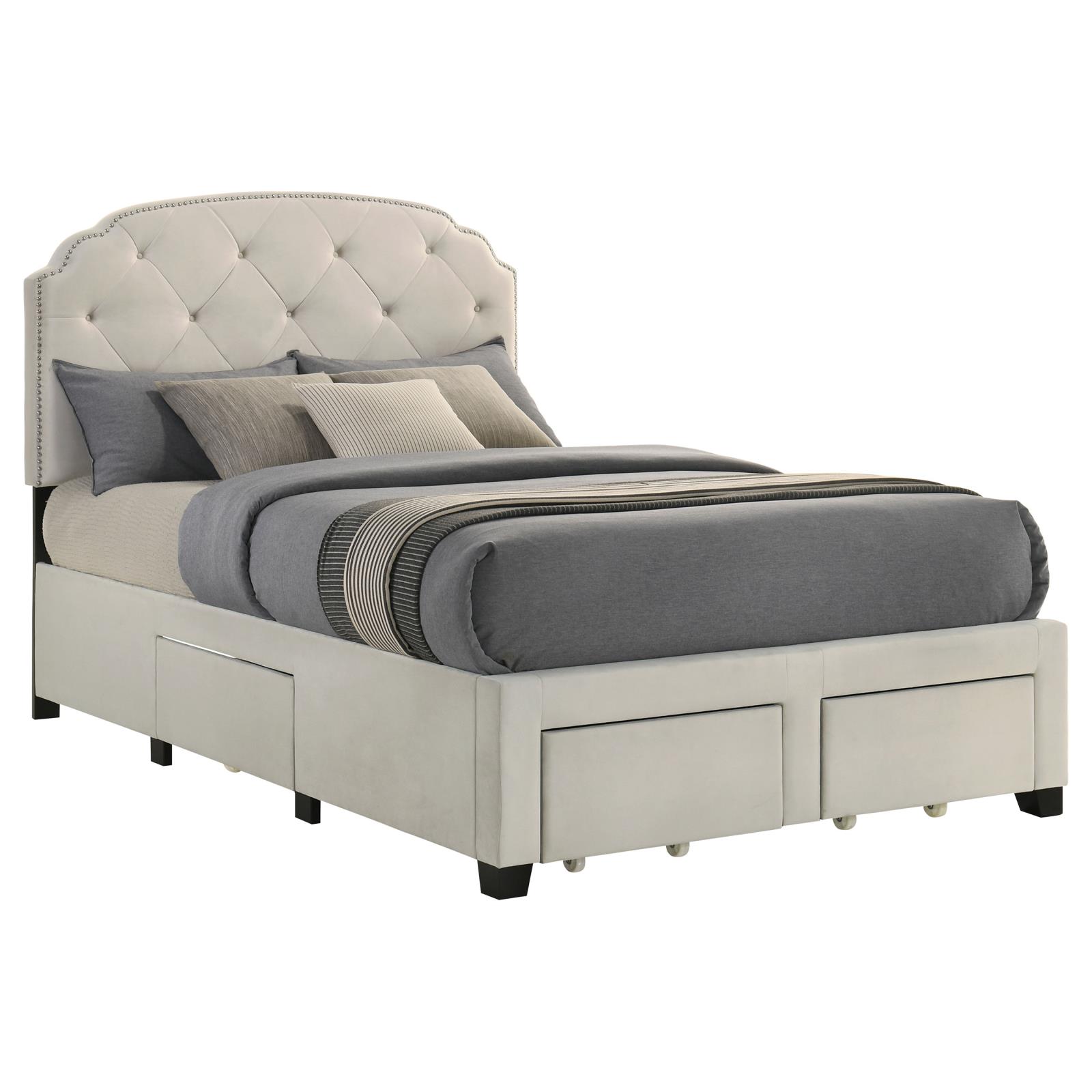 Marianna 4-drawer Upholstered Full Storage Bed Cream - Image 5