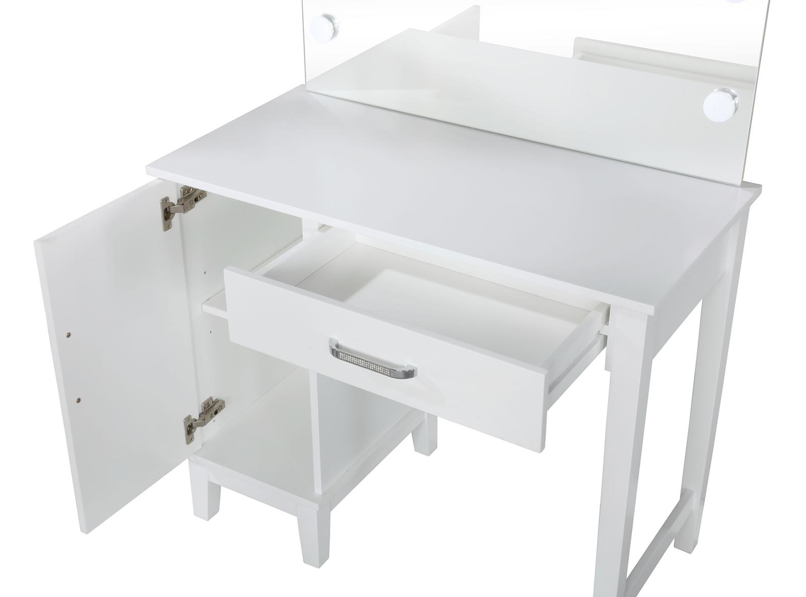 Elijah Vanity Set with Lighting & Stool White and Dark Grey - Image 5