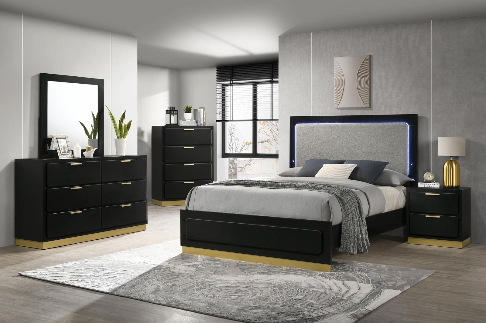 Caraway Wood California King LED Panel Bed - Image 16