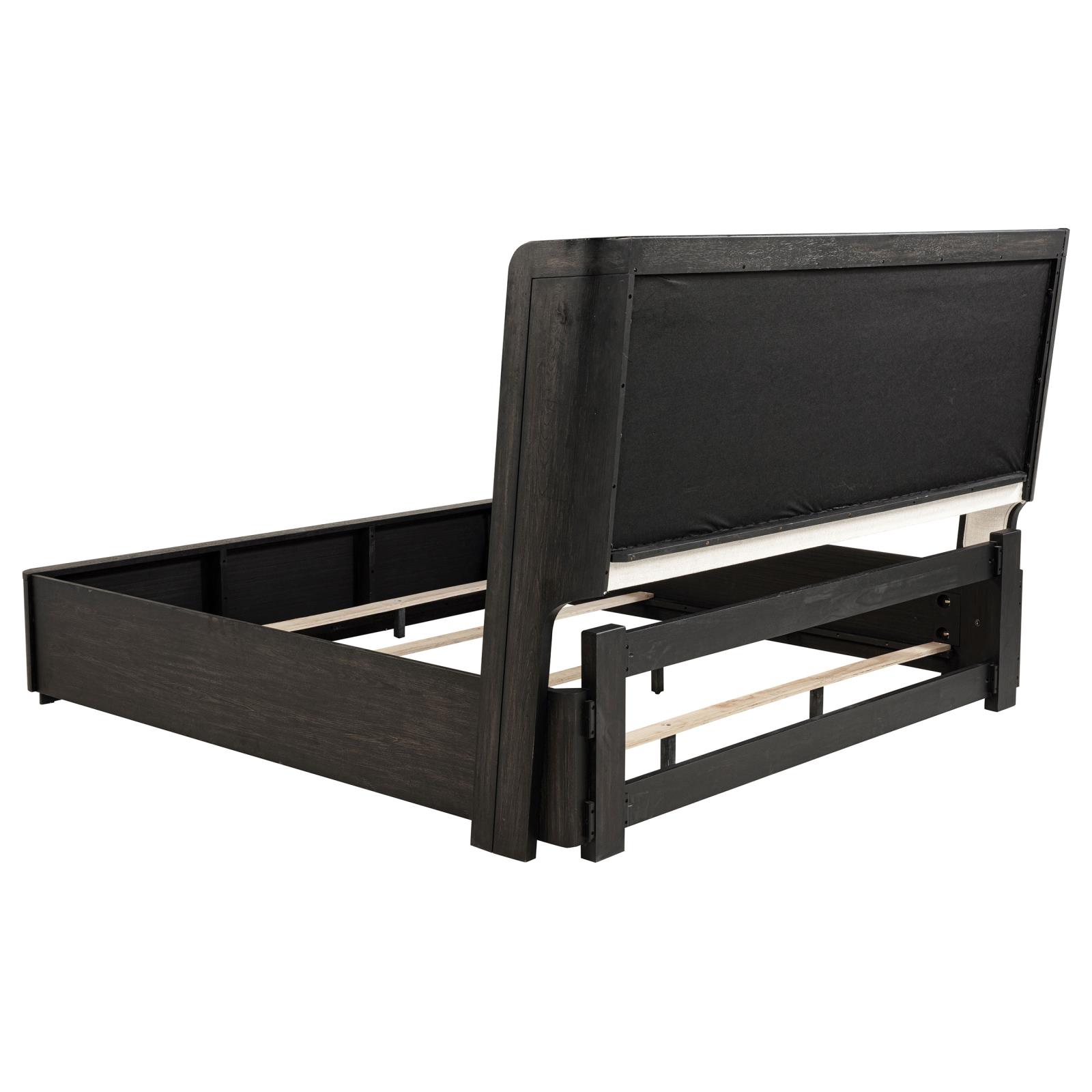 Leandro 55-inch Eastern King Wingback Bed Burnished Black - Image 5