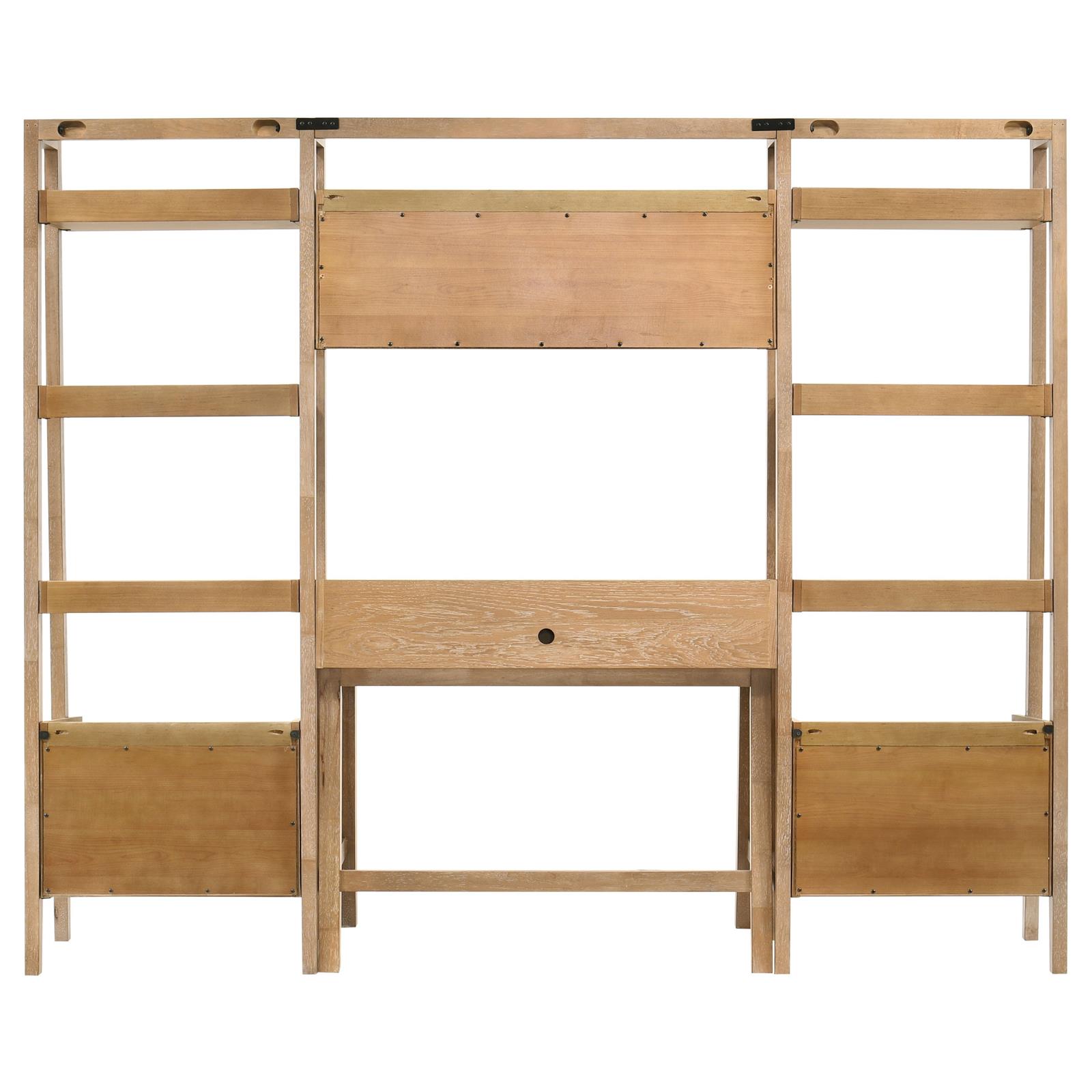 Fabian 4-piece Computer Desk and Bookshelf Set Distressed Light Brown - Image 9