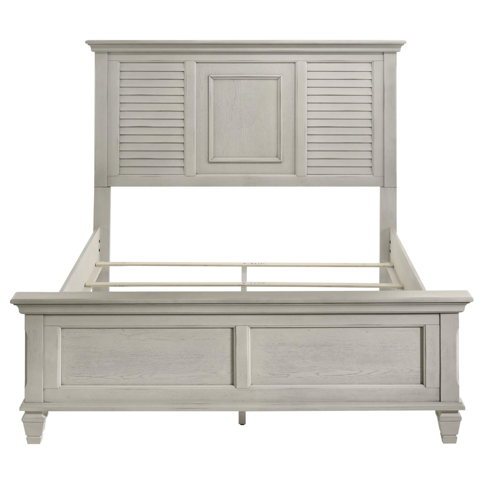 Franco Wood Queen Panel Bed Distressed White - Image 4