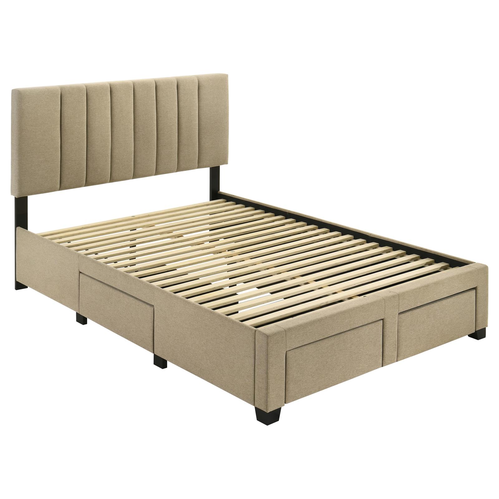 Wheatland 4-drawer Upholstered Full Storage Bed Light Brown - Image 3