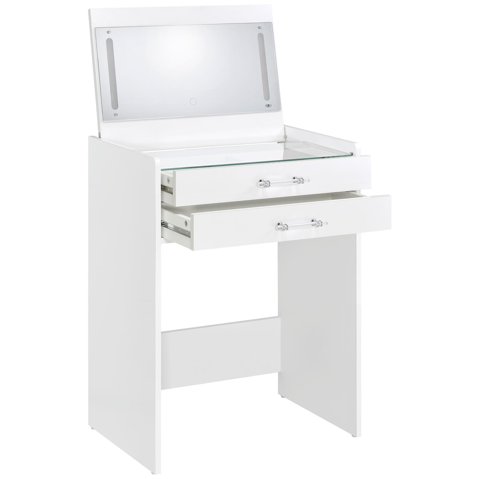 Danbury 3-drawer Makeup Vanity & Stool Set White High Gloss - Image 8