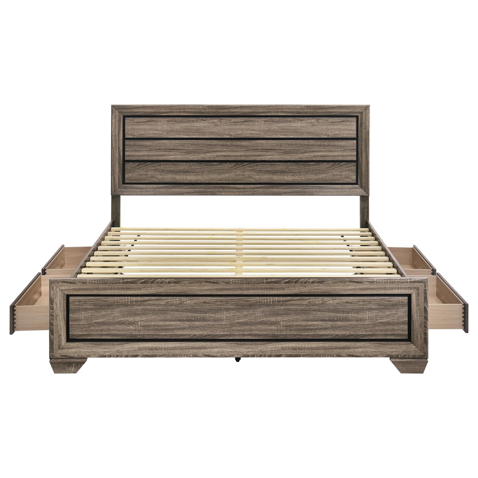 Kauffman Wood Eastern King Storage Panel Bed Washed Taupe - Image 8