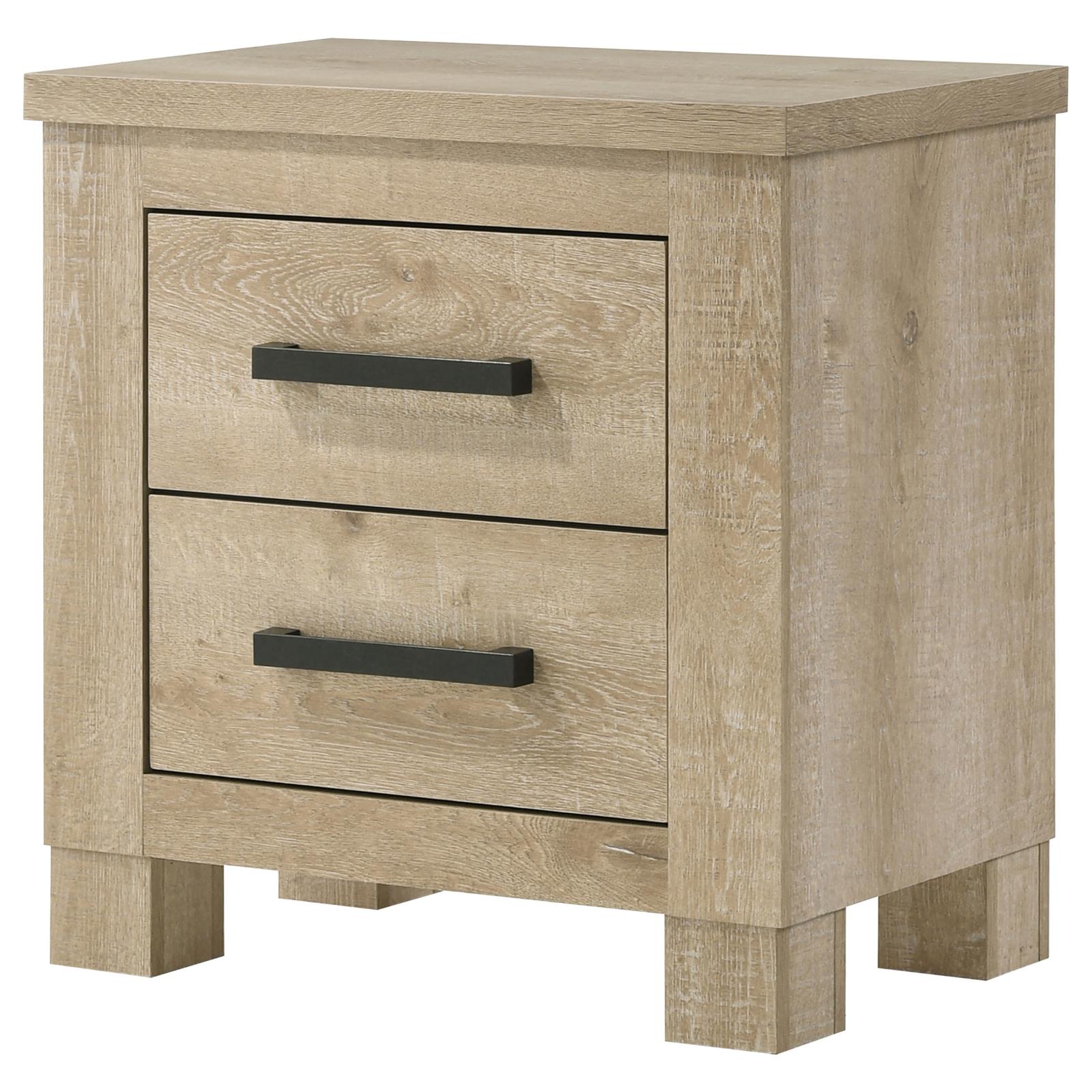 Oakglen 2-drawer Nightstand Bedside Table Weathered Oak - Image 4