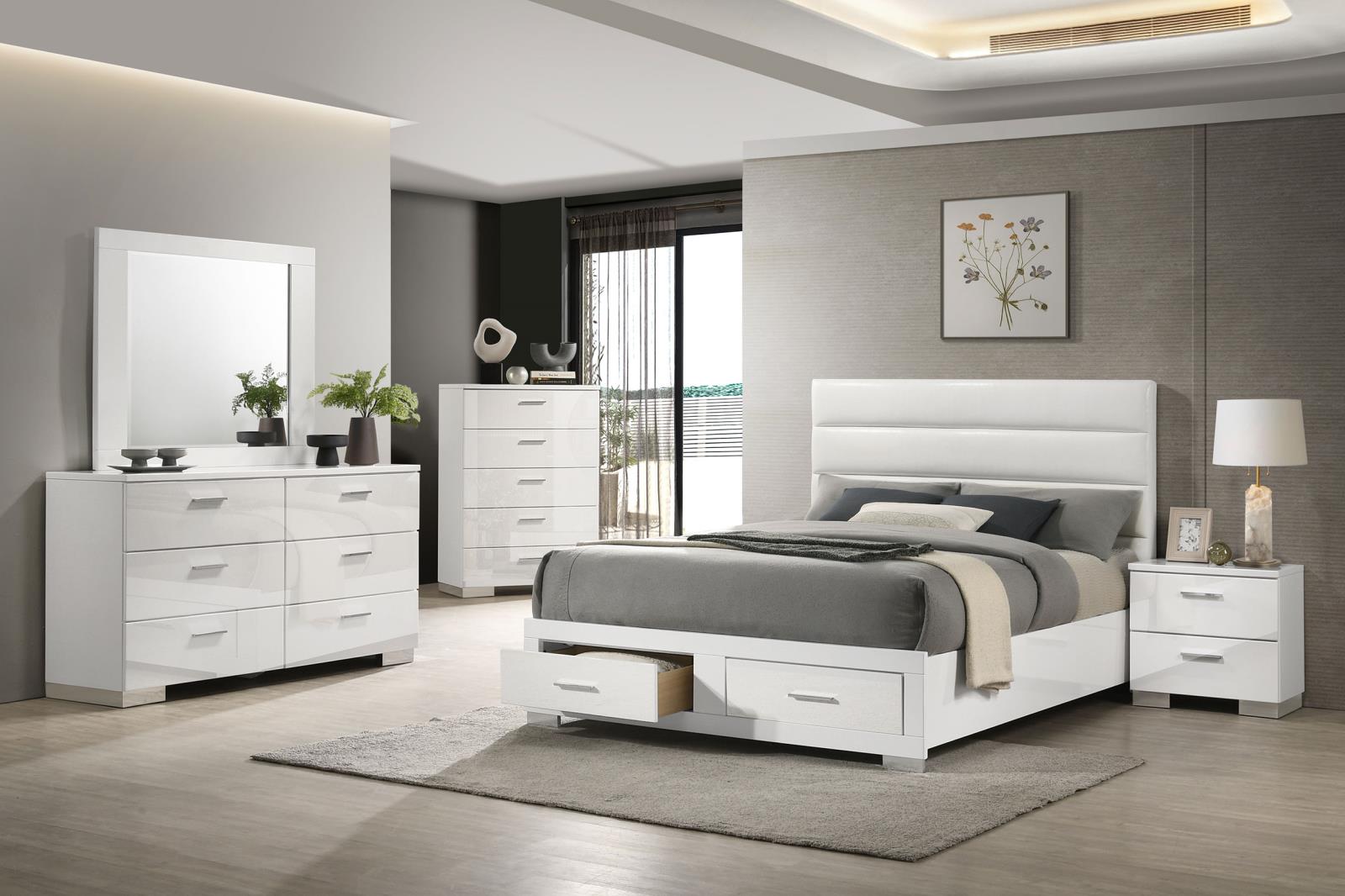 Felicity Queen Storage Bed White High Gloss - Image 10