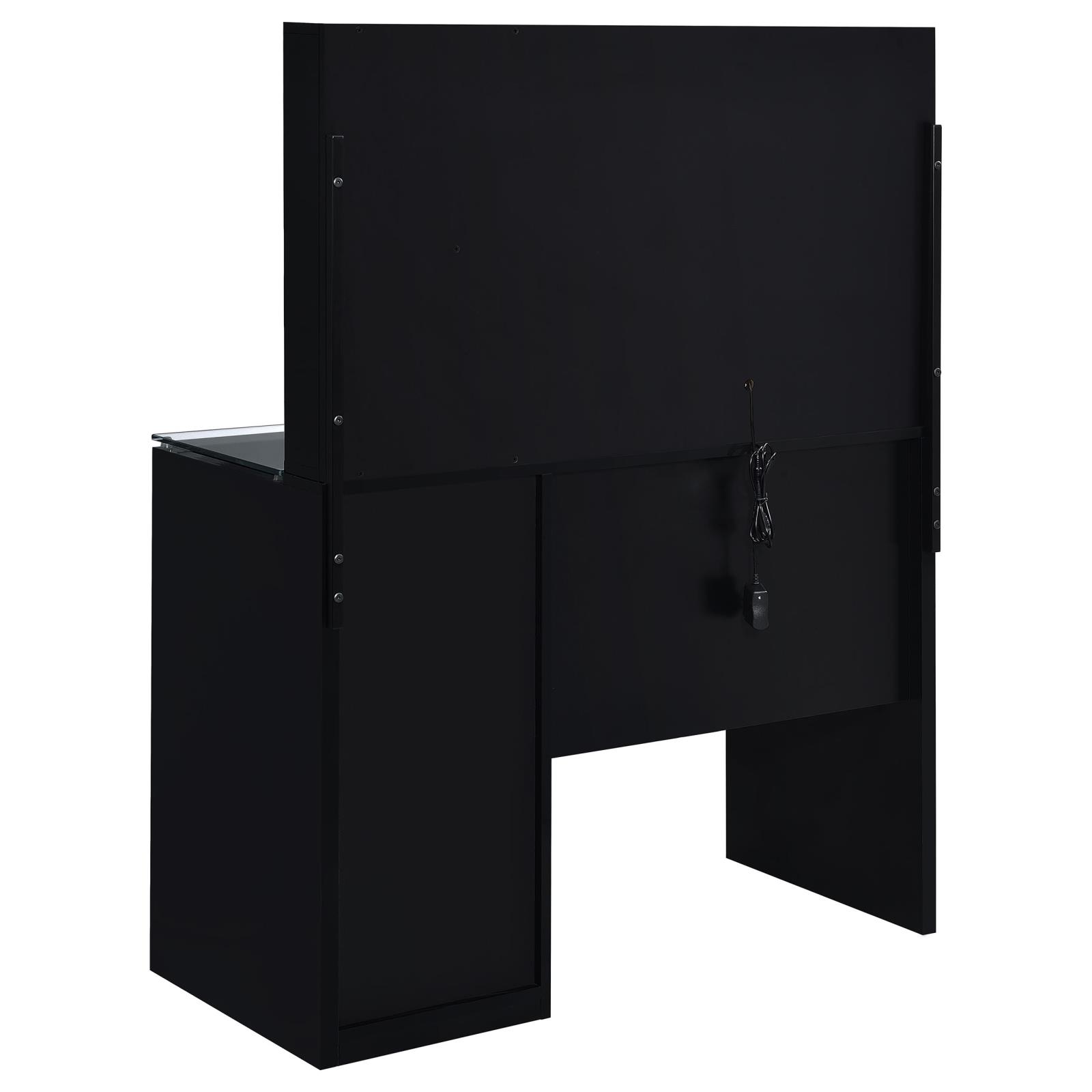 Flora 2-drawer Vanity Set with LED Mirror Black High Gloss - Image 11