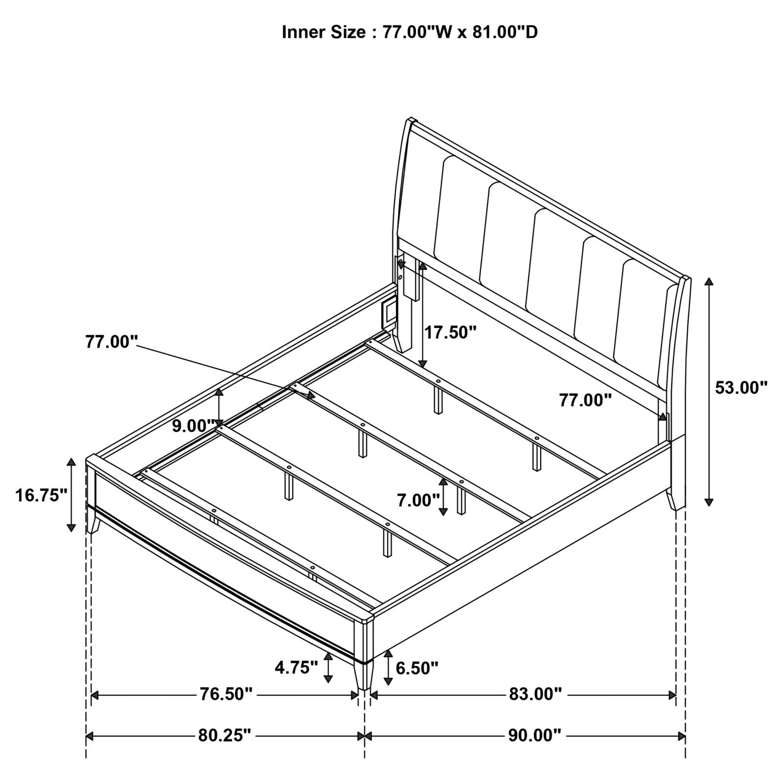 Granada Upholstered Eastern King Panel Bed Natural Pine - Image 11