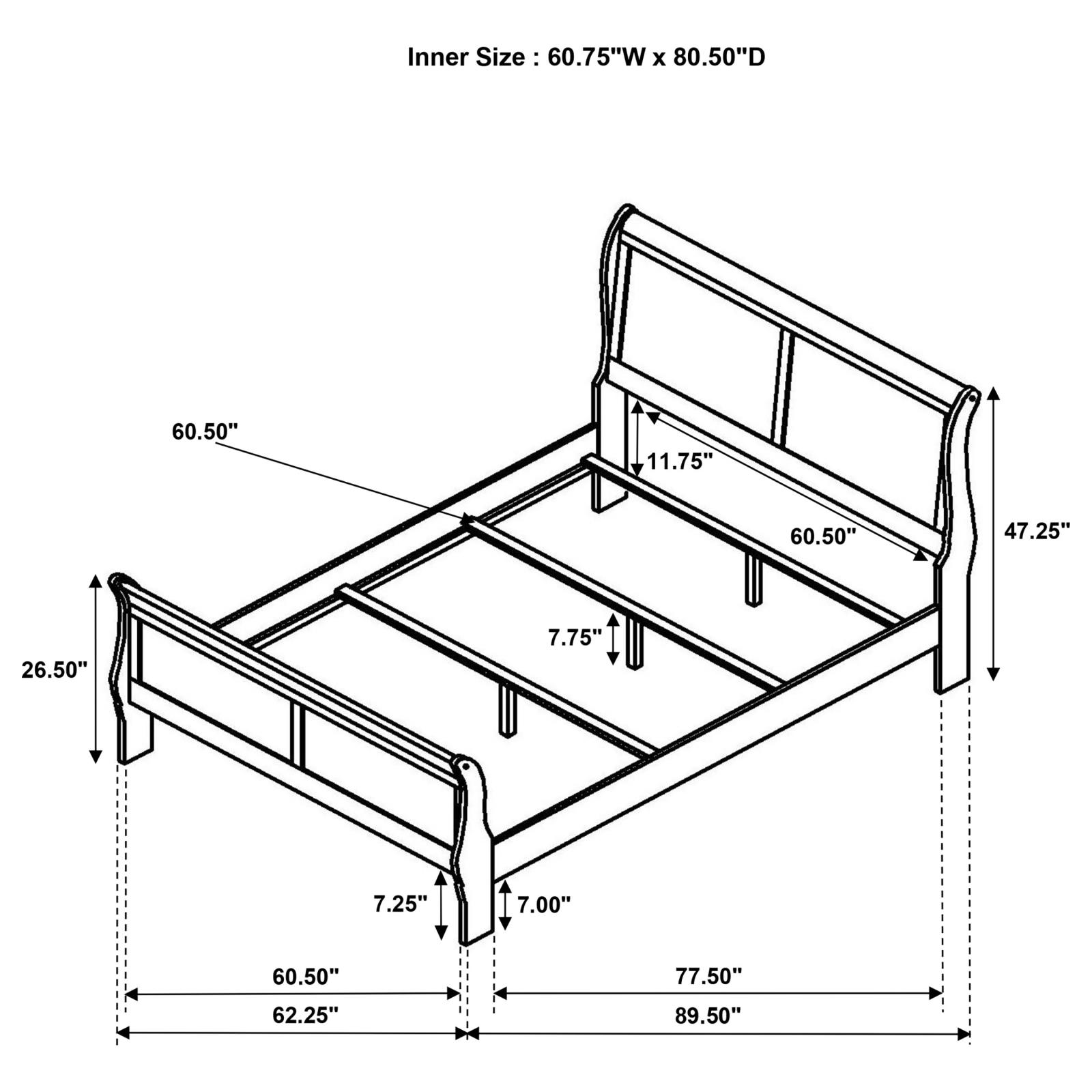 Louis Philippe 47-inch Queen Sleigh Panel Bed White - Image 6