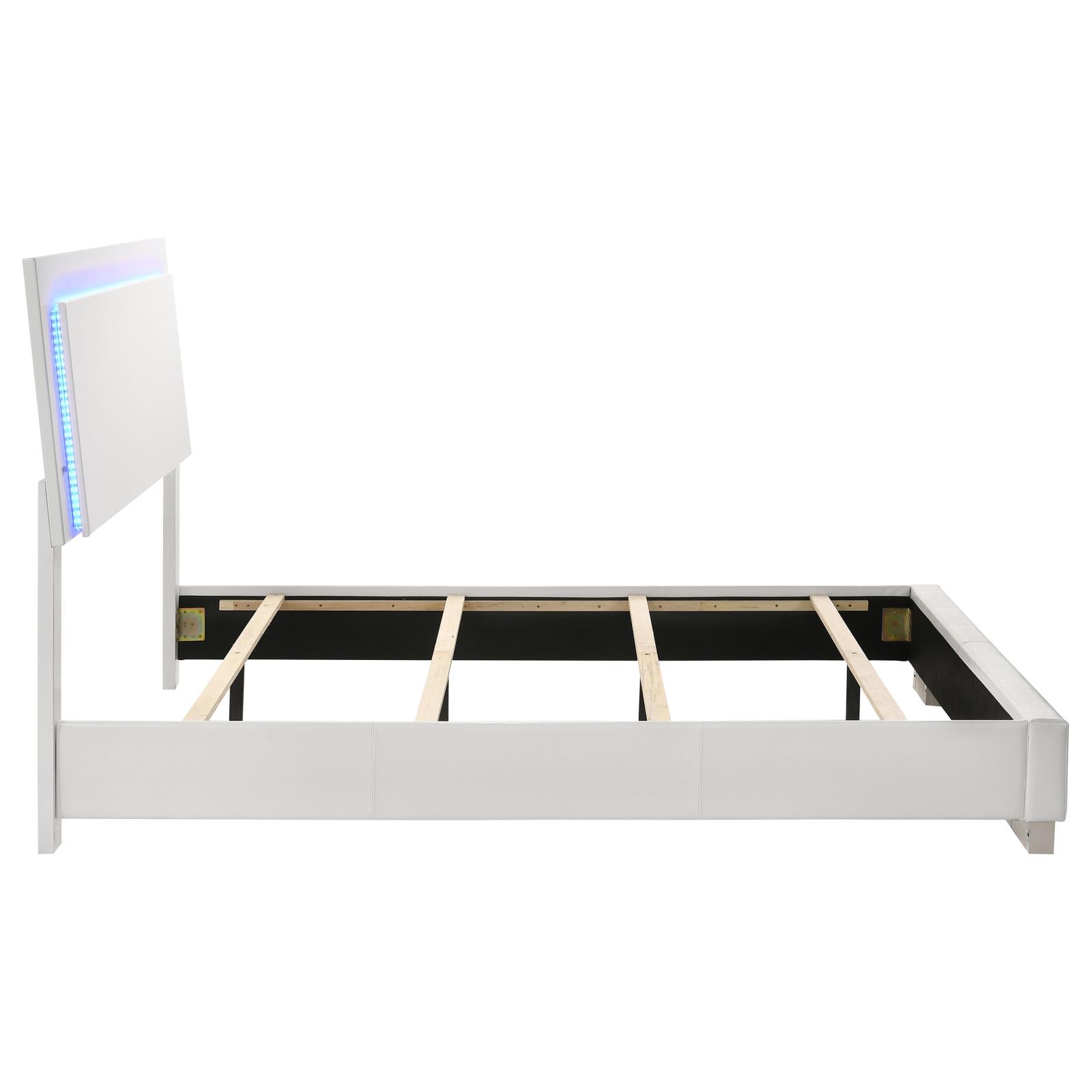 Felicity Wood Full LED Panel Bed White High Gloss - Image 7