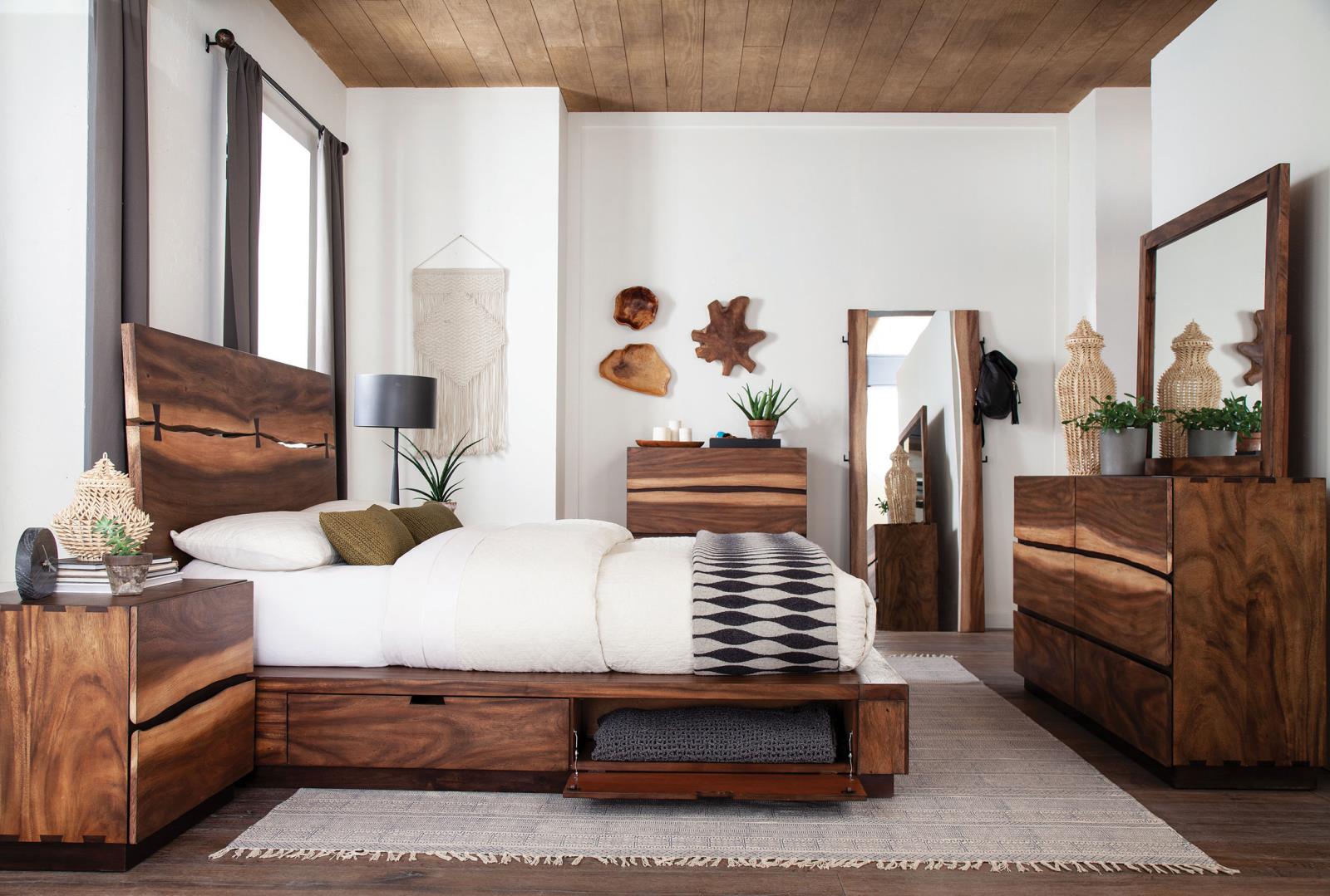 Winslow Wood Queen Storage Panel Bed Smokey Walnut - Image 5