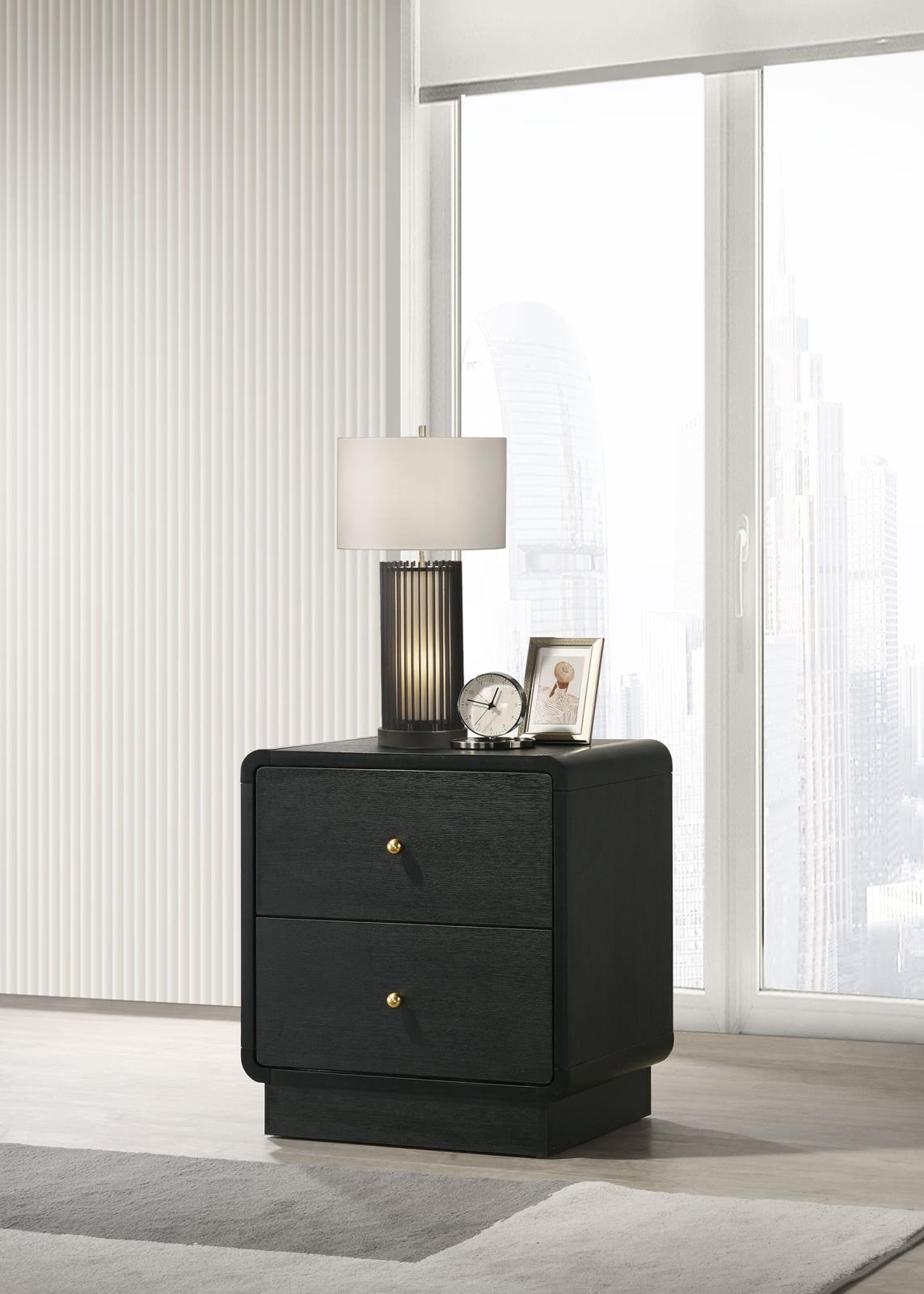 Cavelle 2-drawer Nightstand Bedside Table Black - Image 2