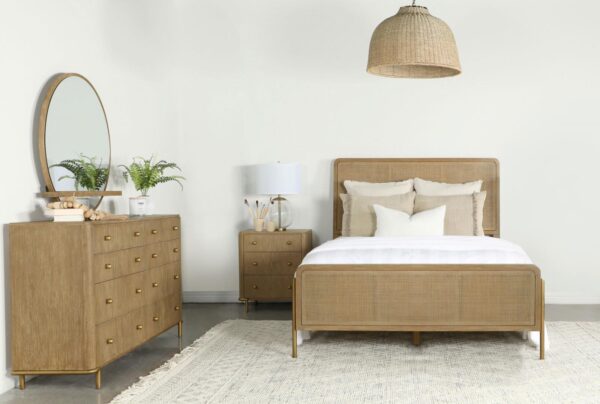 Arini Bedroom Set Sand Wash and Natural Cane