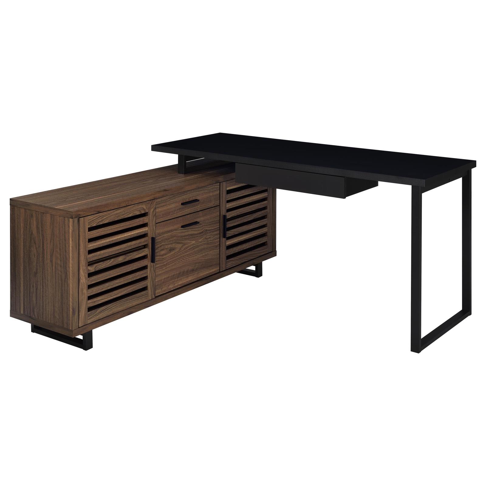 Maddox 60-inch L-Shape Office Computer Desk Black and Walnut - Image 4