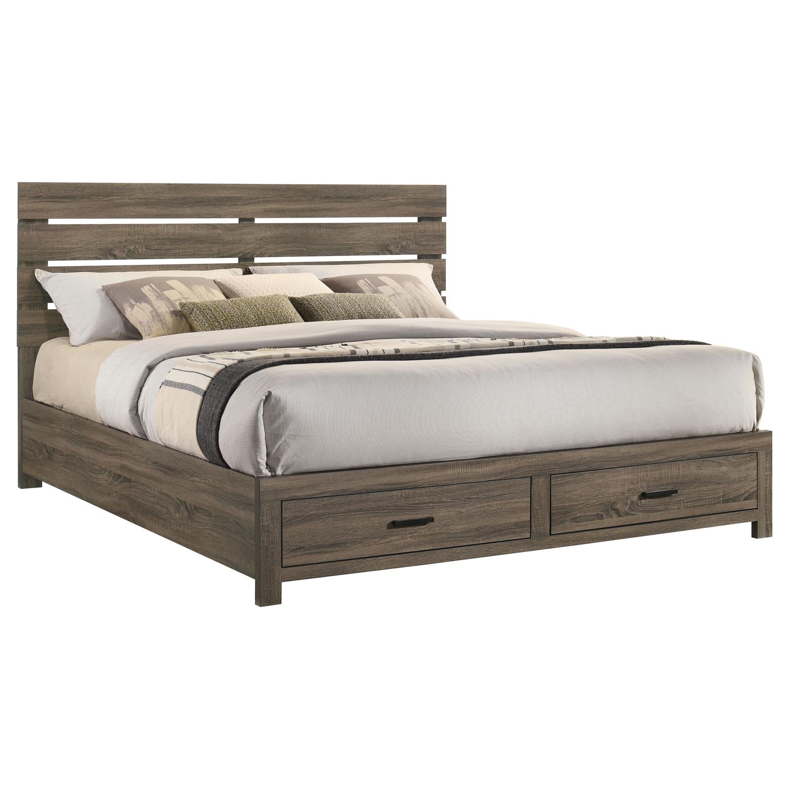 Brantford Wood Eastern King Storage Panel Bed Barrel Oak - Image 4