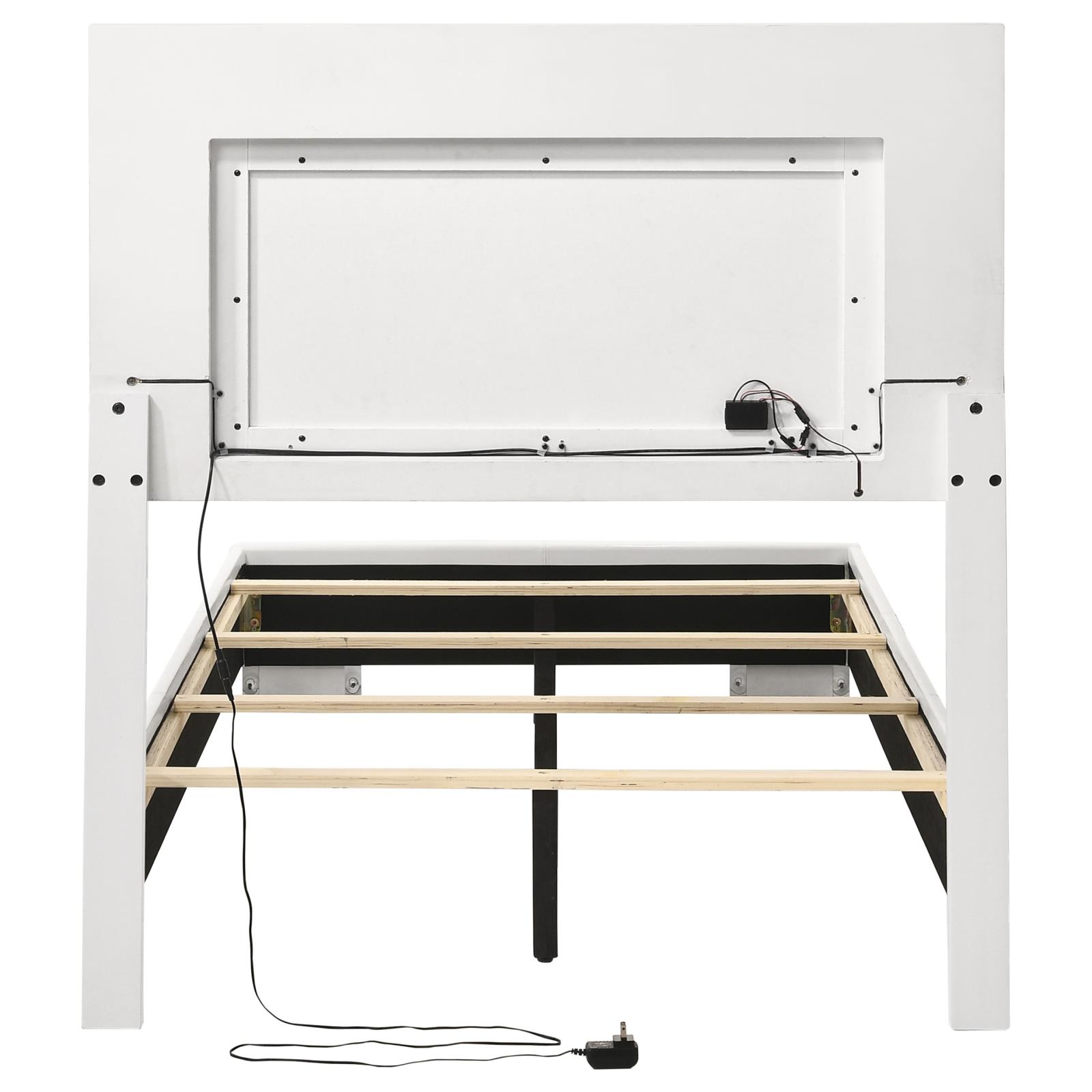 Felicity Wood Twin LED Panel Bed White High Gloss - Image 6