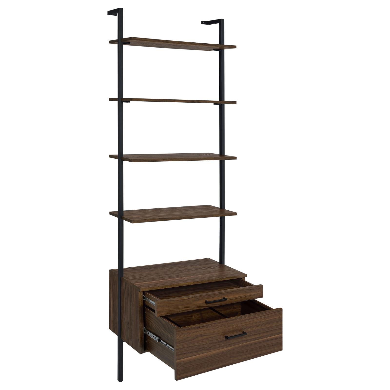 Owens 3-piece 96-inch Wall Mounted Bookshelf Set Walnut - Image 4