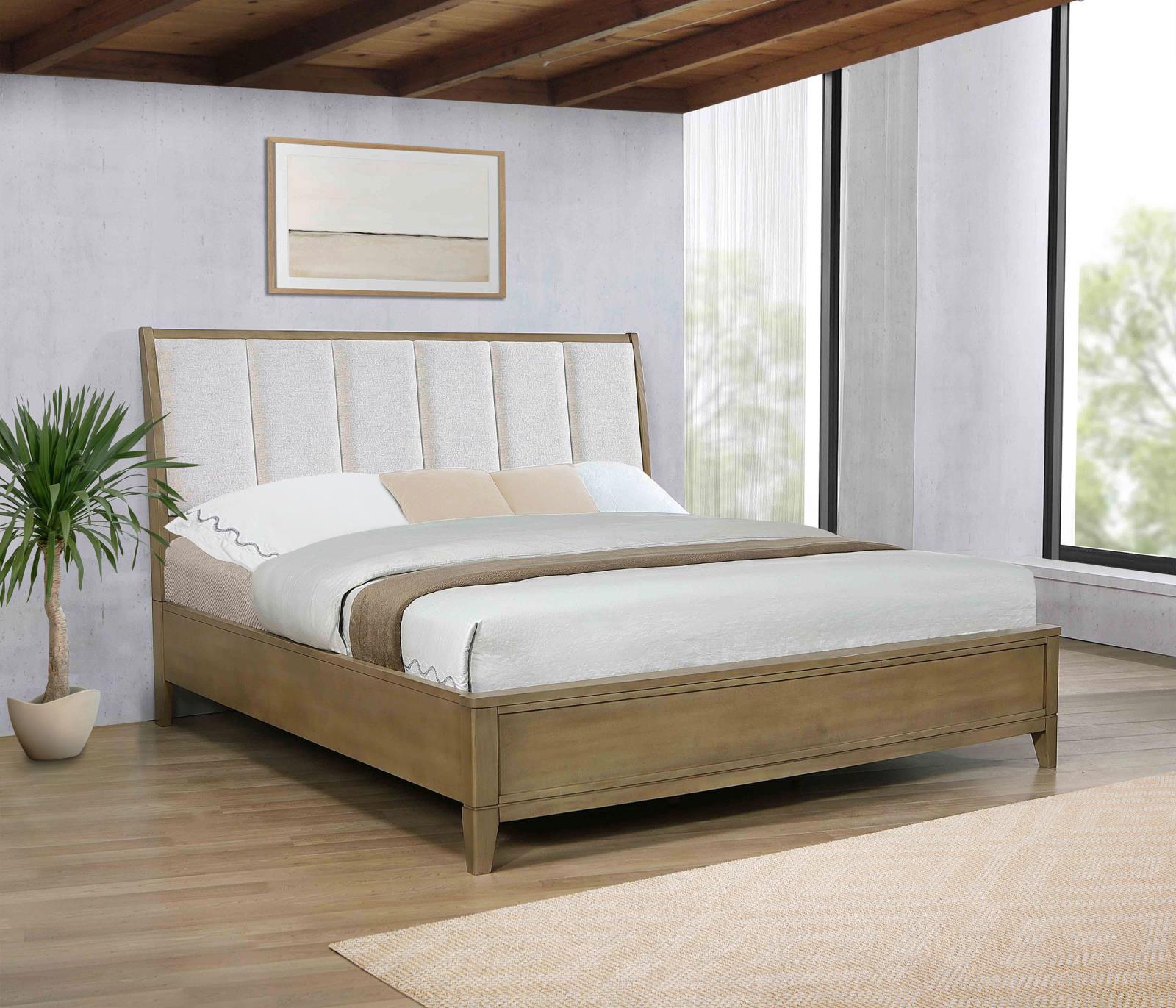 Granada Upholstered Eastern King Panel Bed Natural Pine - Image 2