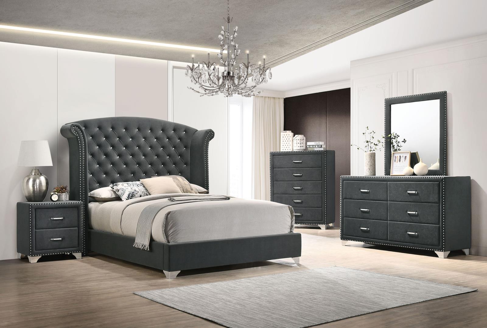 Melody Upholstered 2-drawer Nightstand Grey - Image 14