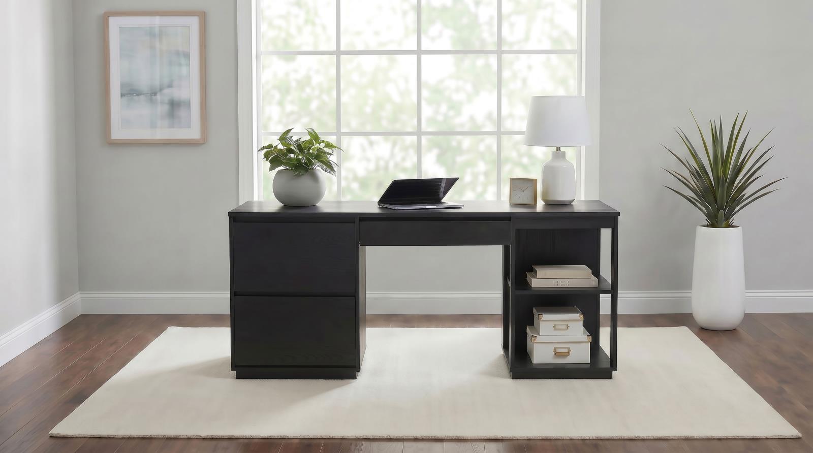 Harkes 75-inch 3-drawer Computer Desk with Adjustable Shelf Coffee Bean - Image 2