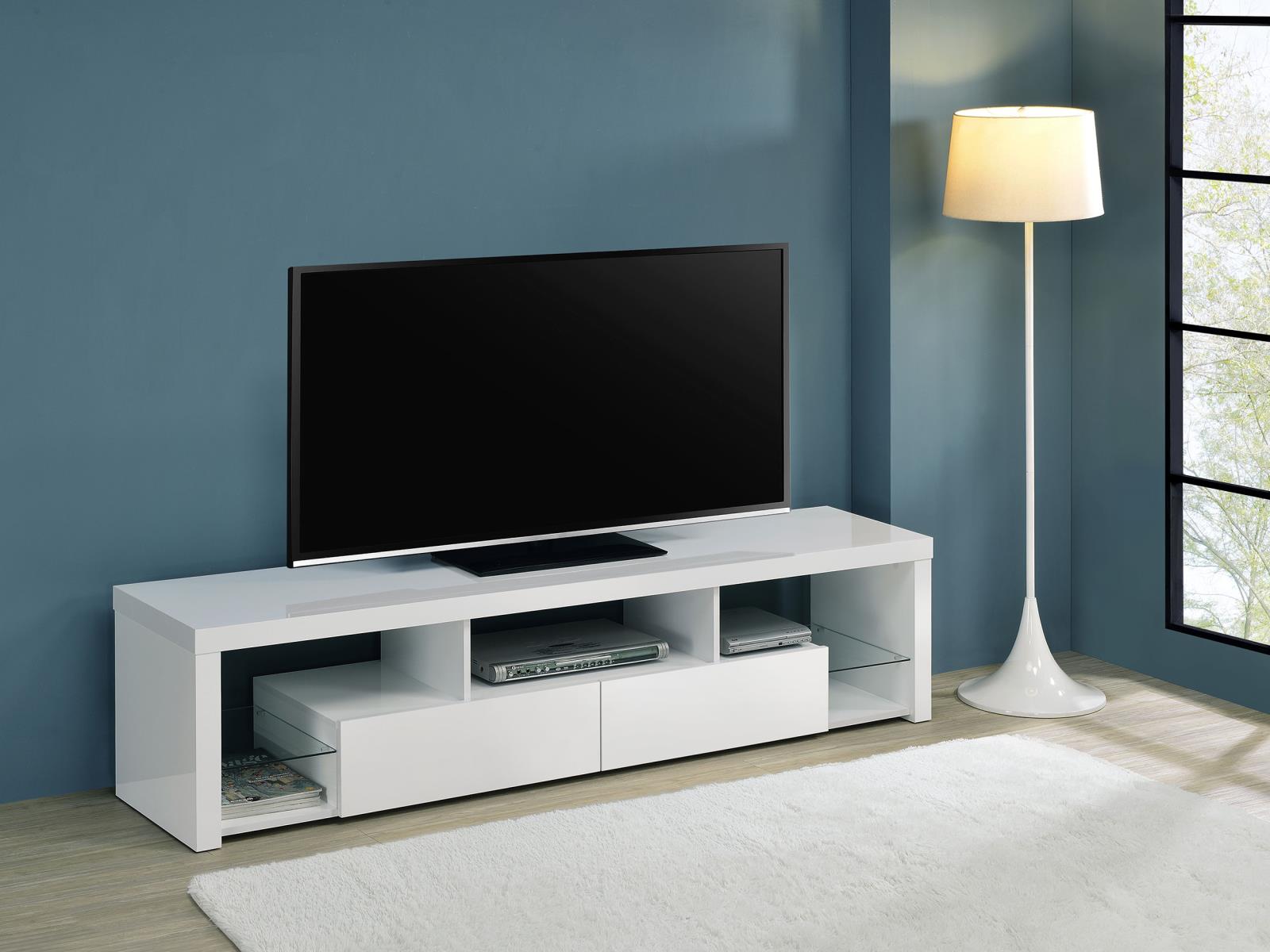 Jude 2-drawer Engineered Wood 71-inch TV Stand High Gloss White - Image 2