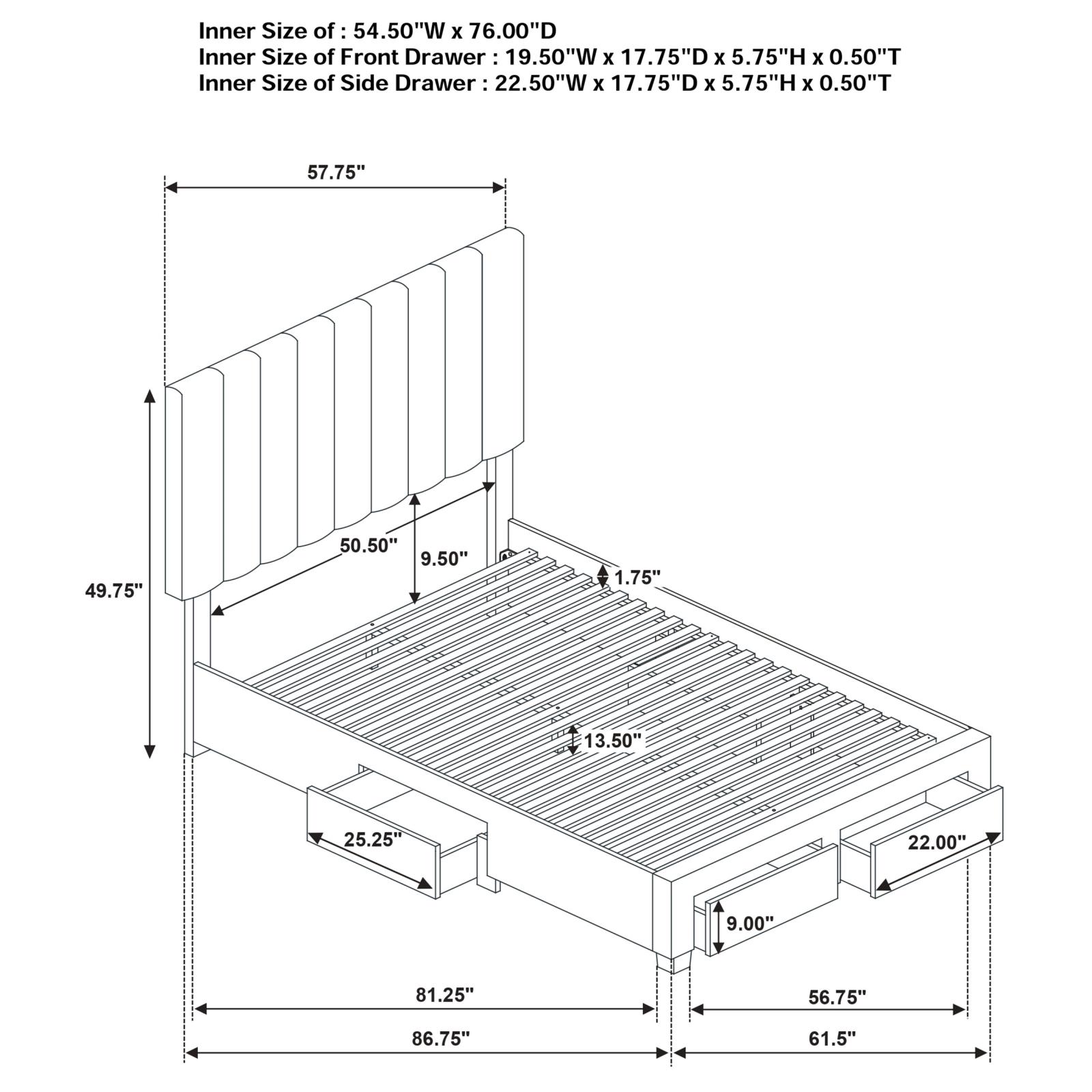 Wheatland 4-drawer Upholstered Full Storage Bed Light Brown - Image 12