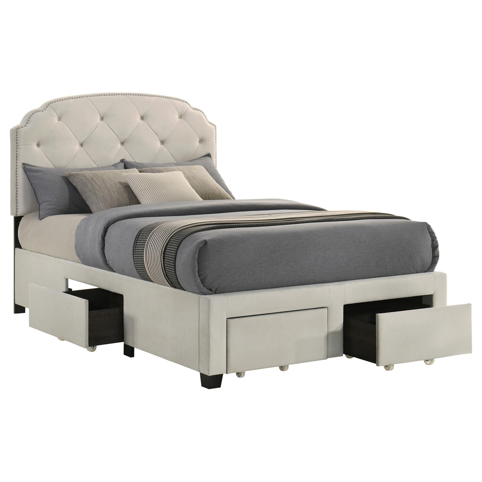 Marianna 4-drawer Upholstered Full Storage Bed Cream - Image 6
