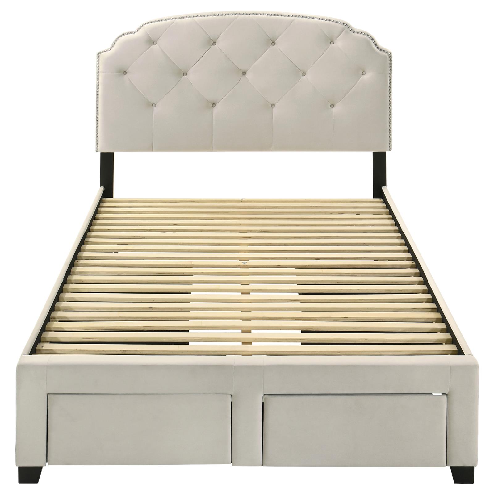Marianna 4-drawer Upholstered Full Storage Bed Cream - Image 7