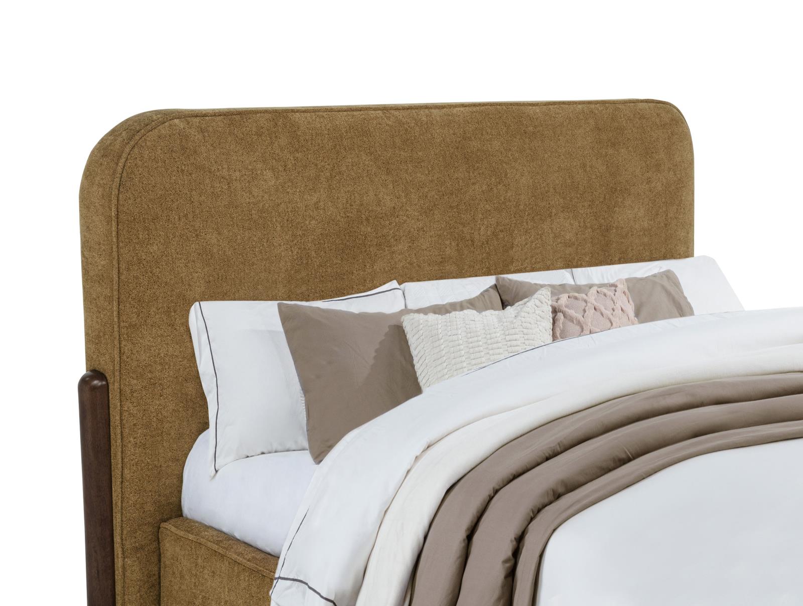 Baldacci Upholstered Eastern King Platform Bed Curry and Walnut - Image 7