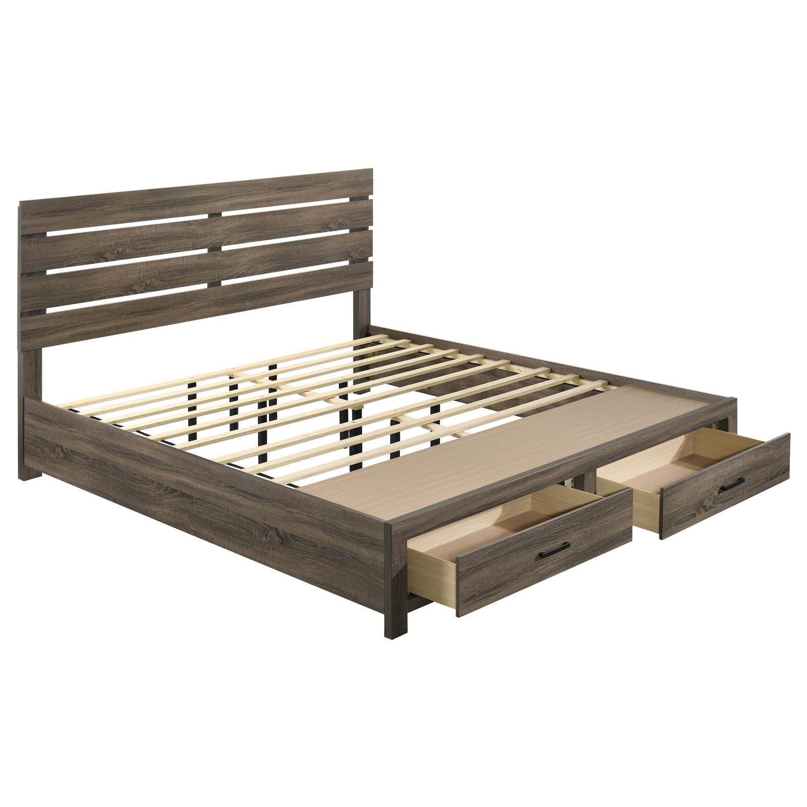 Brantford Wood Eastern King Storage Panel Bed Barrel Oak - Image 3