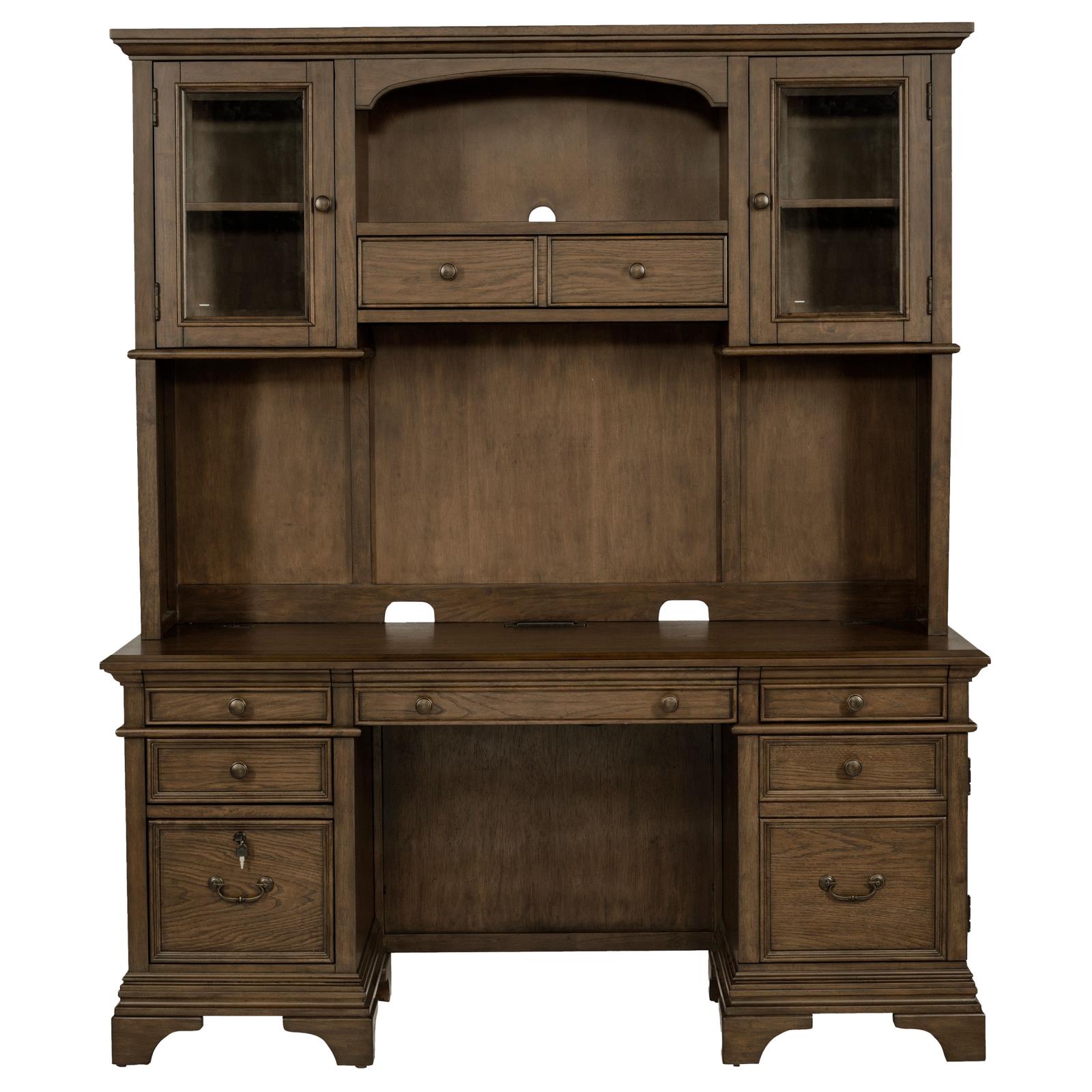 Hartshill 66-inch 5-drawer Credenza with Hutch Burnished Oak - Image 4