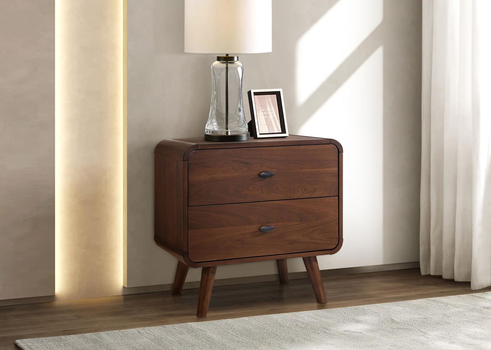 Robyn 2-drawer Nightstand Bedside Table Dark Walnut - Image 2