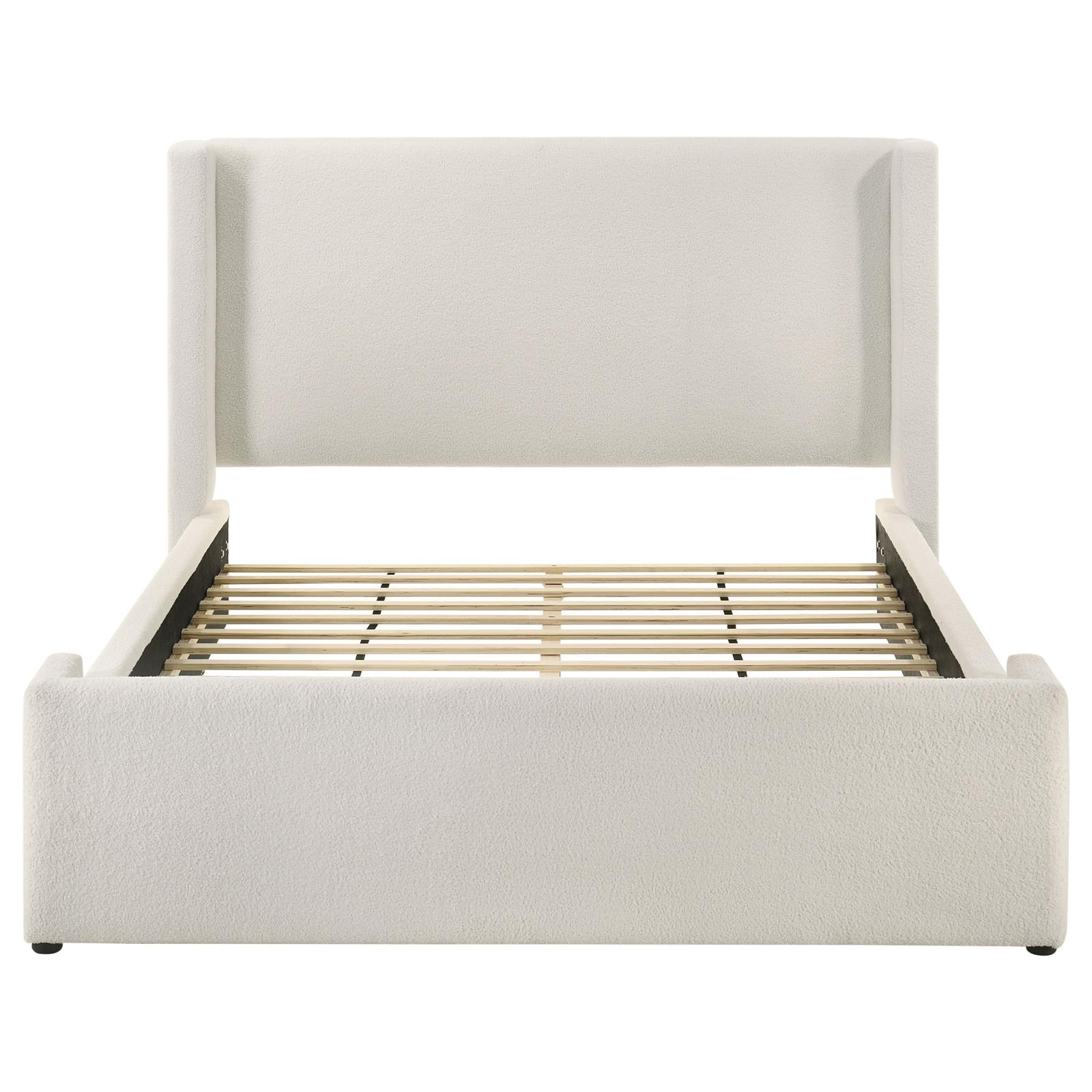 Alamosa Boucle Upholstered Queen Wingback Bed White - Image 4